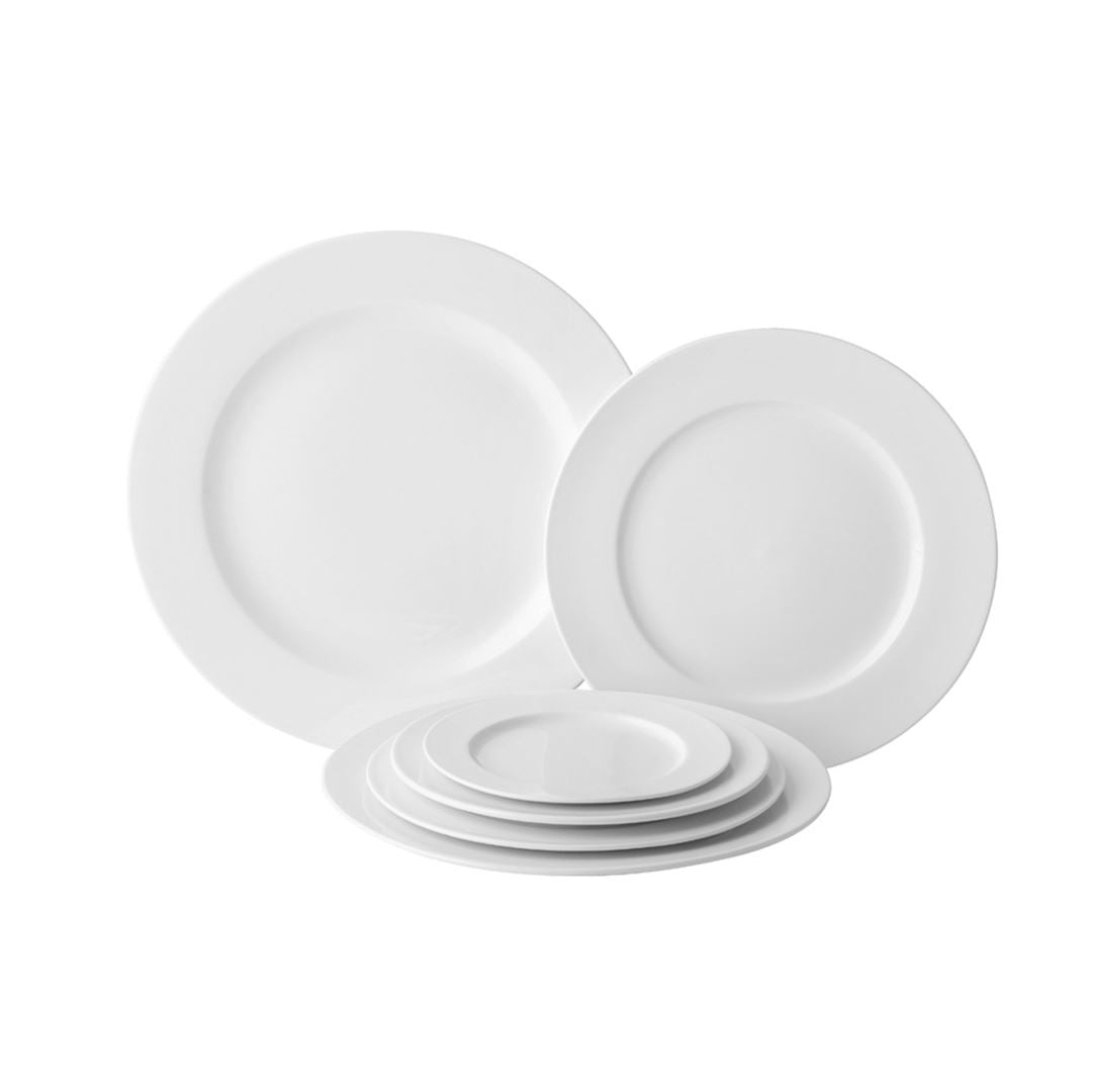 Anton Black & Piata 12.25 Inch White Ceramic Presentation Plate - Elegant Serving Dish for Weddings, Parties & Holiday Dining