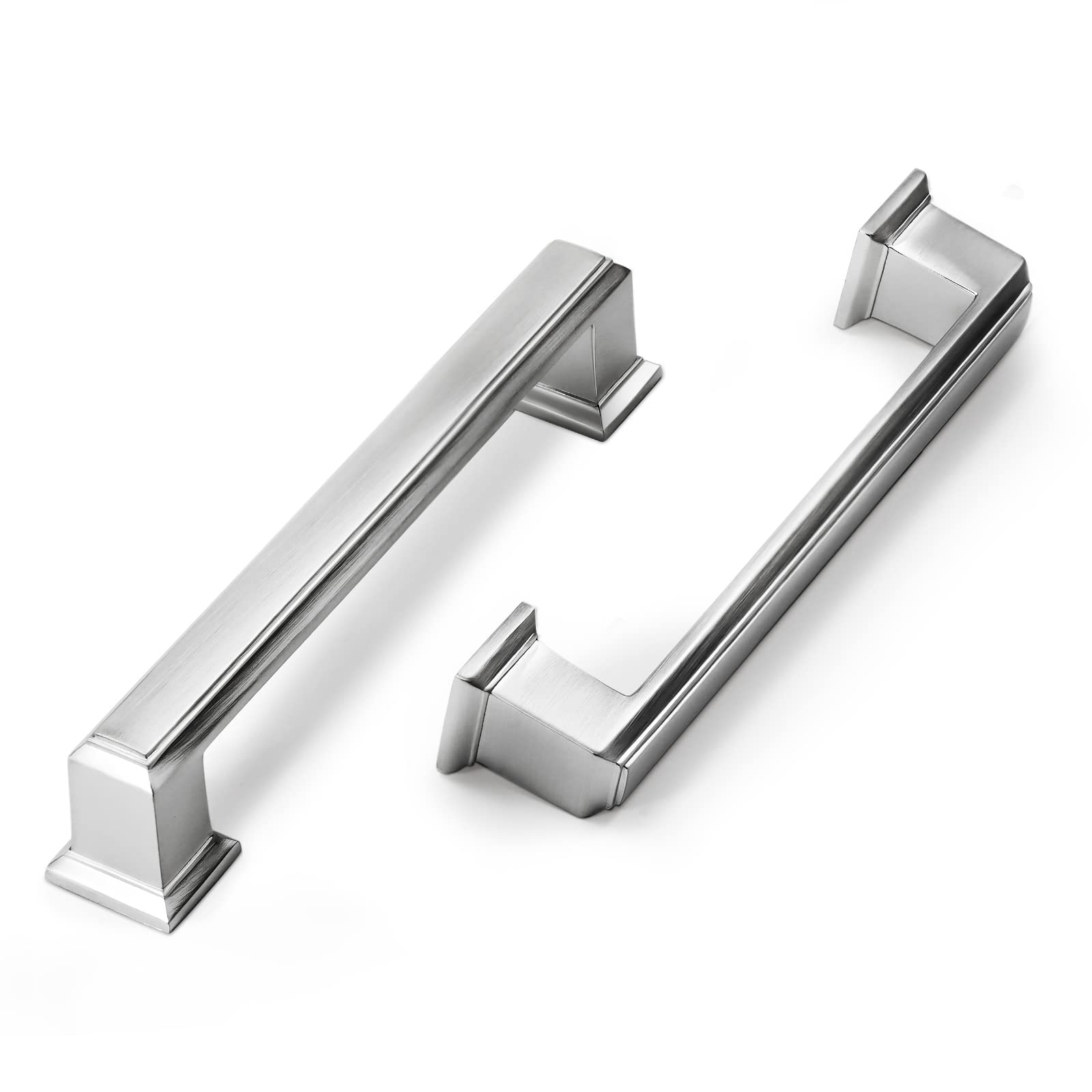 10 Pack Brushed Satin Nickel Cabinet Handles - 3.75 Inch (96mm) Hole Center - Solid Zinc Alloy Kitchen Cabinet Pulls for Cupboard, Closet, Bathroom & Dresser Drawers - Perfect for Modern Home Renovation & Furniture Upgrade