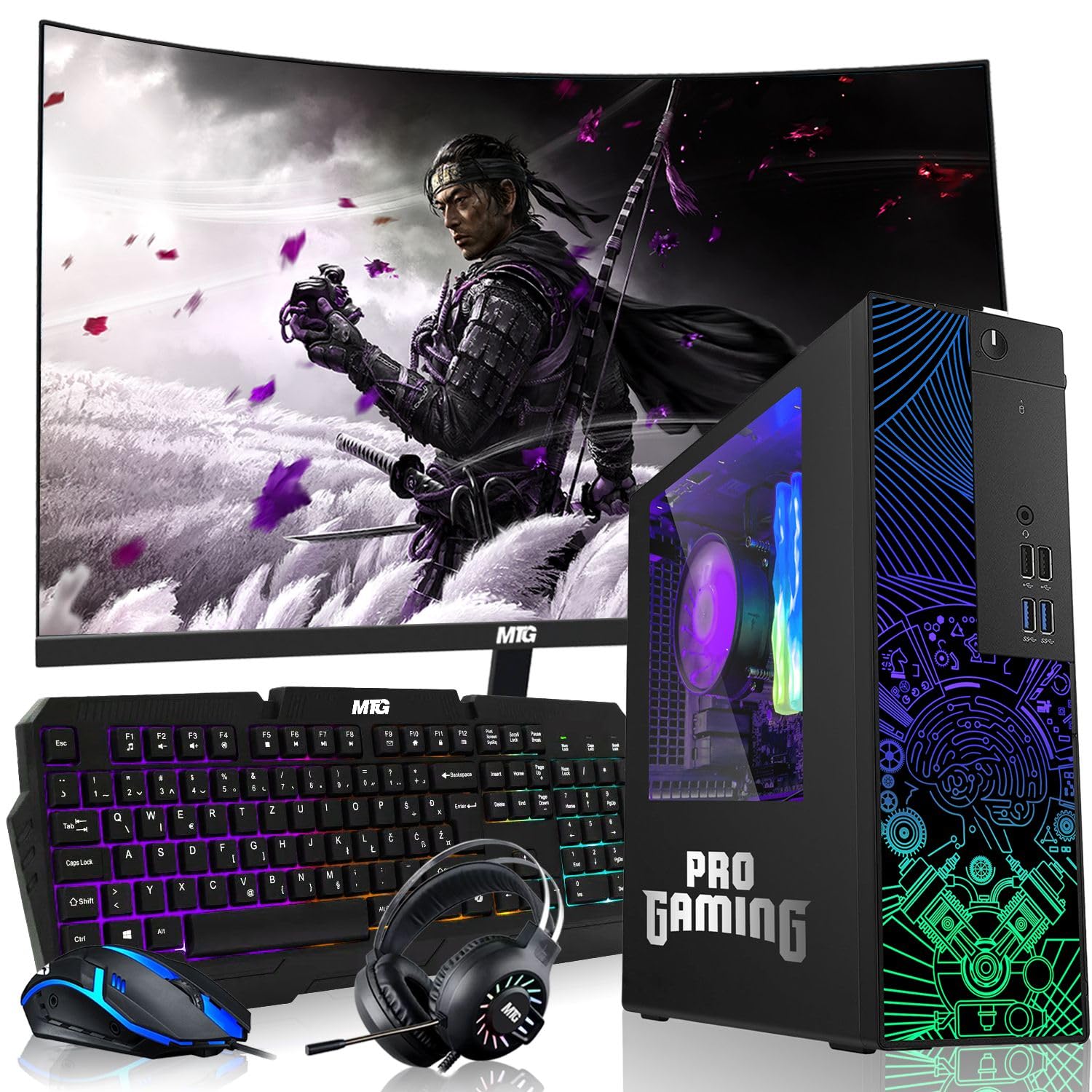 TechMagnet RGB Gaming Desktop PC - Intel Core i5, 32GB ARGB RAM, 512GB SSD, NVIDIA GT-1030, 24