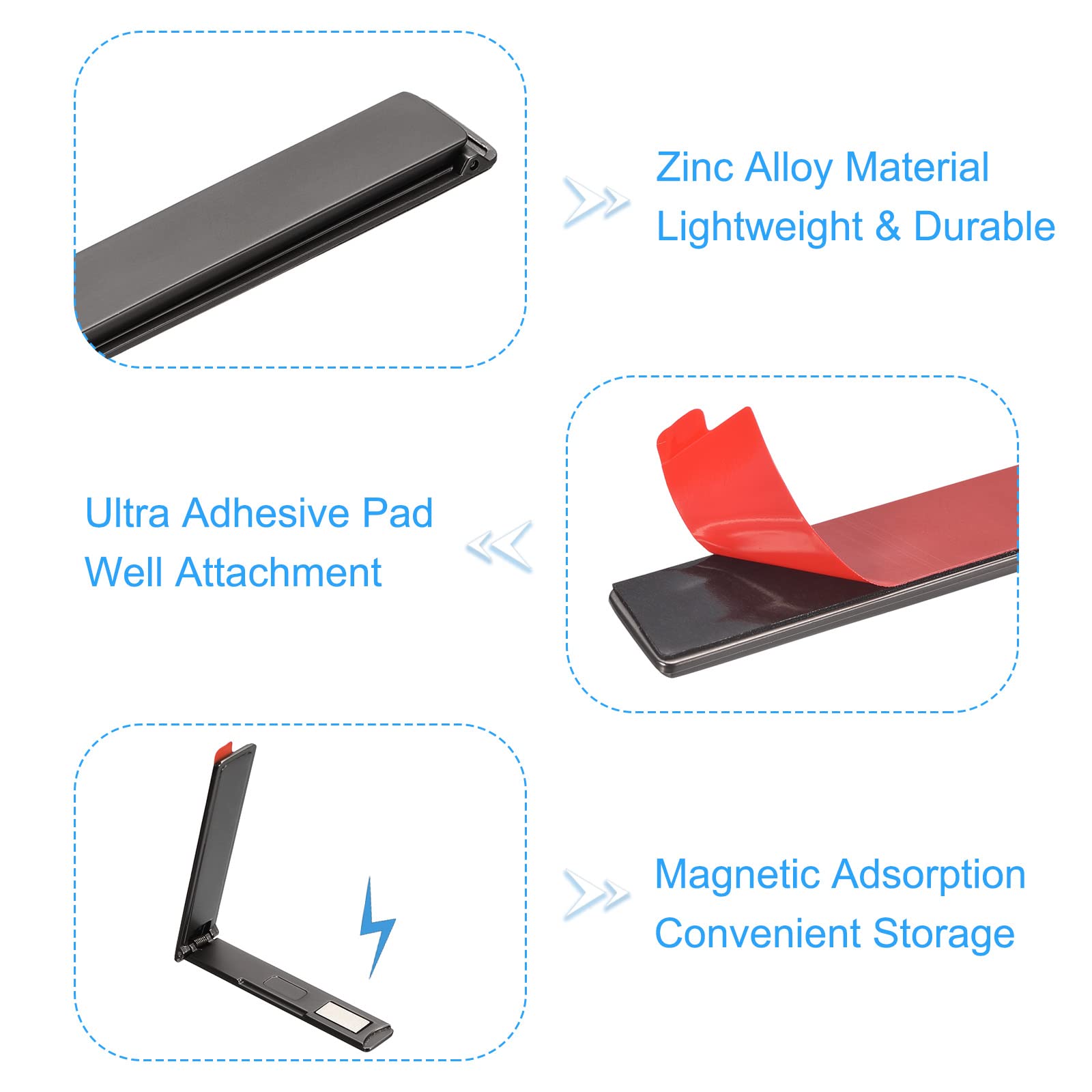 Magnetic Phone Stand for Desk - Horizontal & Vertical Folding Kickstand Holder Compatible with Most Smartphones & Tablets (Black) | Perfect for Office, Home, Watching Videos & Video Calls