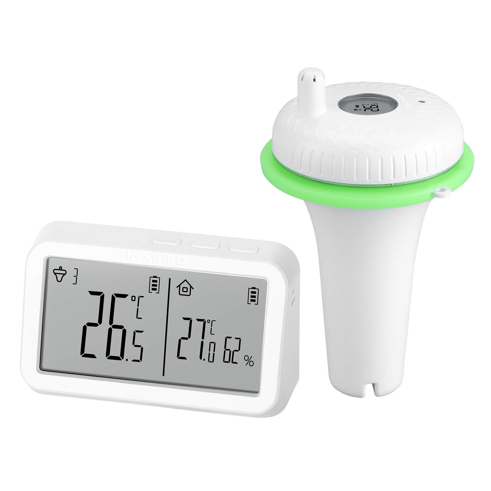 Wireless Pool Thermometer Set IBS P02R - Digital Floating Water Temperature Sensor for Swimming Pools, Spas & Hot Tubs - Monitor Water Temp Remotely from Your Phone