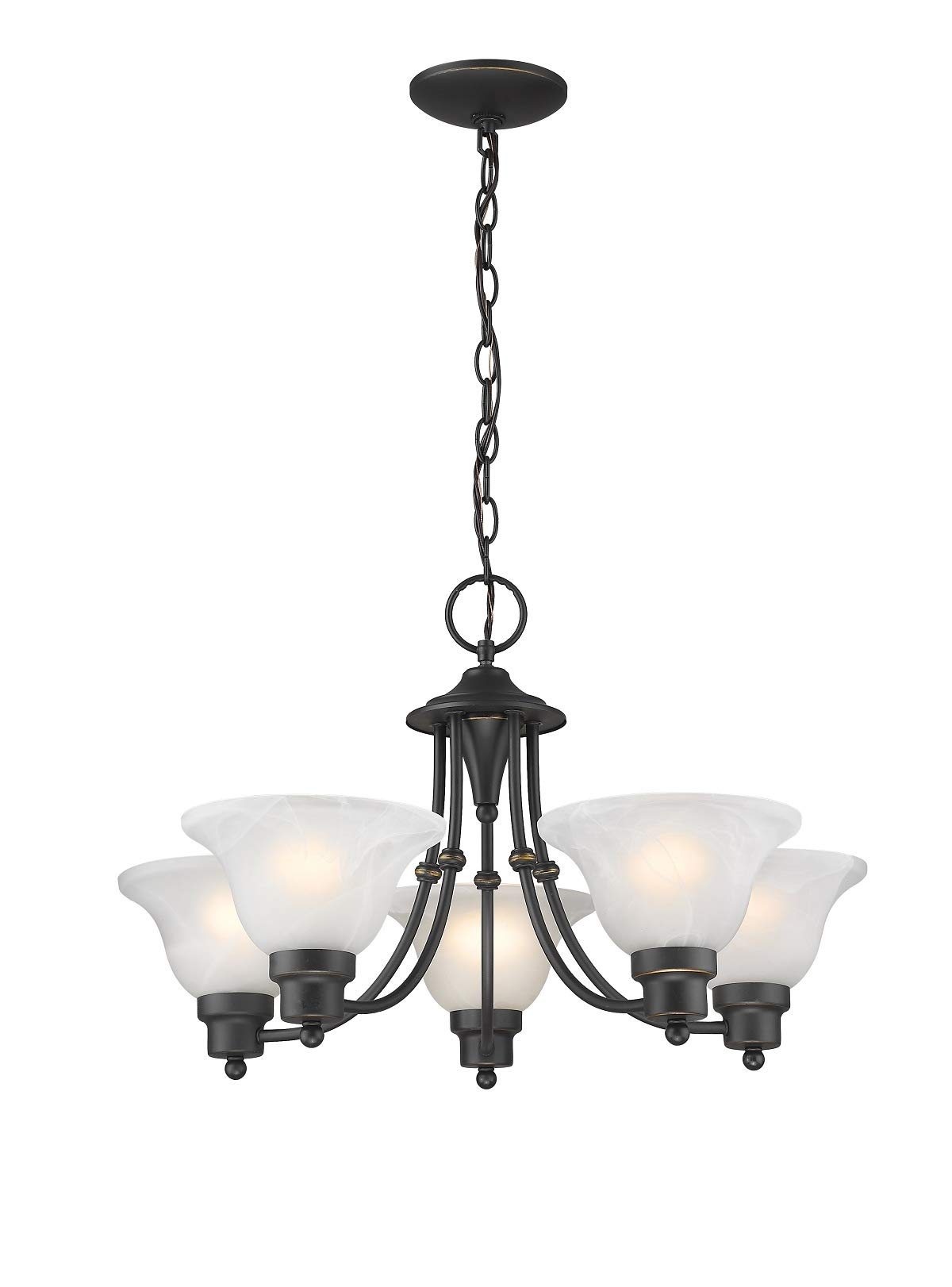 5-Light Traditional Chandelier Lighting Fixture - Black Crystal Pendant Light for Dining Room, Living Room & Foyer | Elegant Ceiling Light for Home Decor, Wedding & Restaurant Lighting