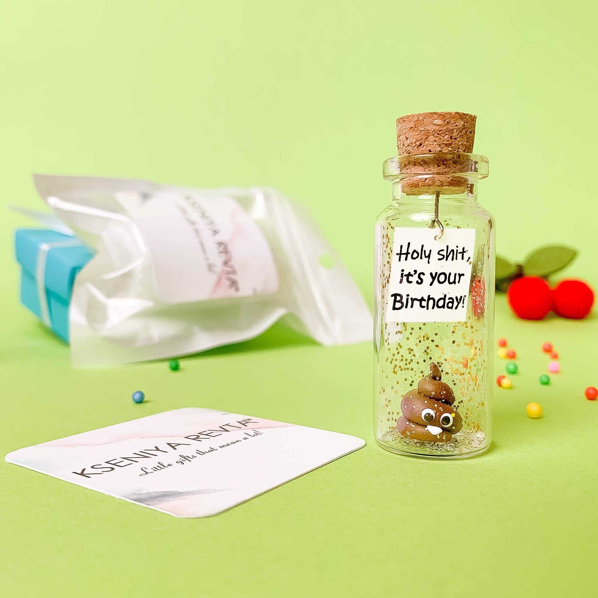 Funny Message in a Bottle Birthday Gift - Unique Classy Present for Men & Women | Cute Decorative Bottle with Brown Poop Design | Perfect for Birthday Parties, Office Gifts & Surprise Celebrations