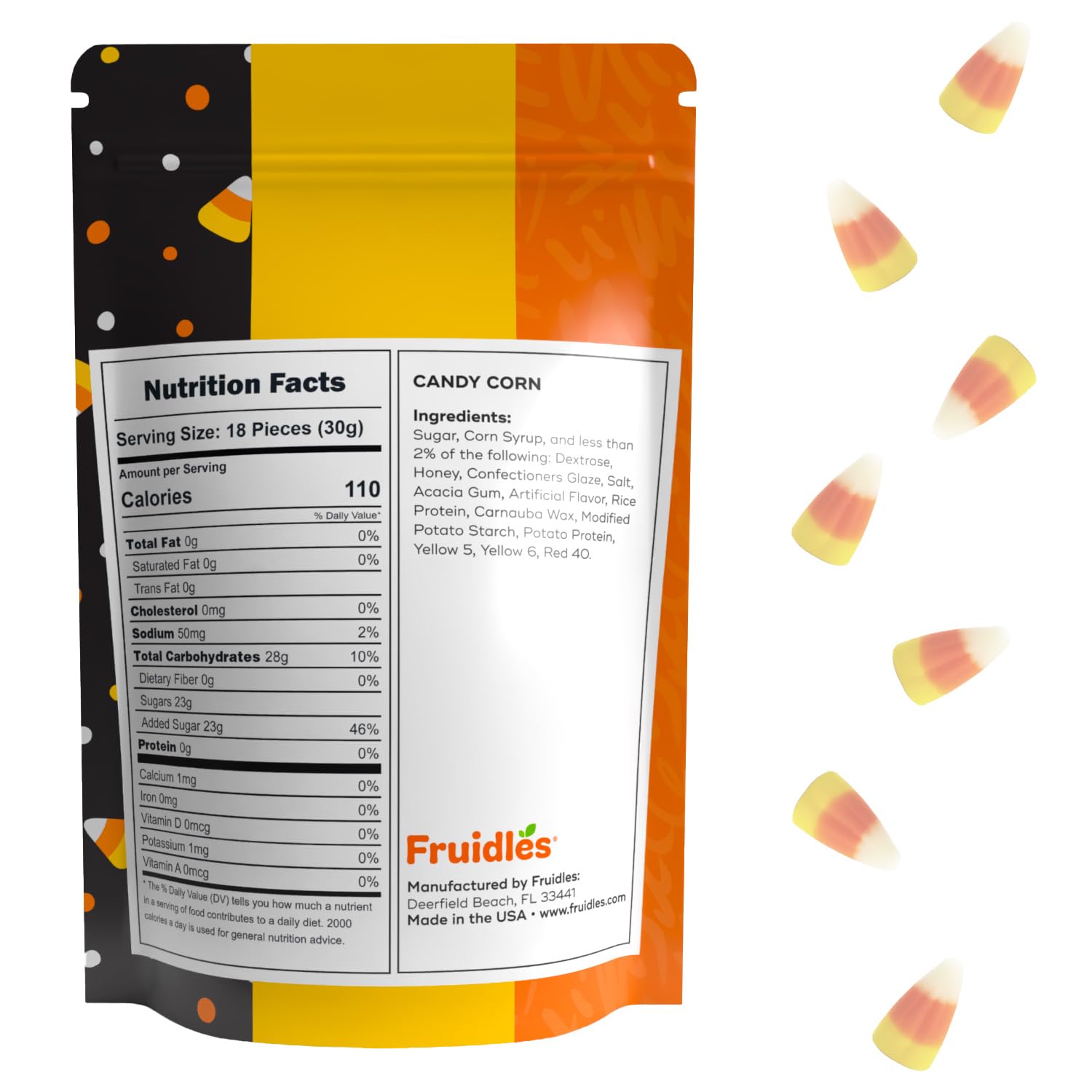 Fruidles Candy Corn - Classic Halloween Candy Bulk (2 Pounds) | Gluten-Free Dragon Teeth Candy for Trick-or-Treating, Party Favors & Holiday Snacking