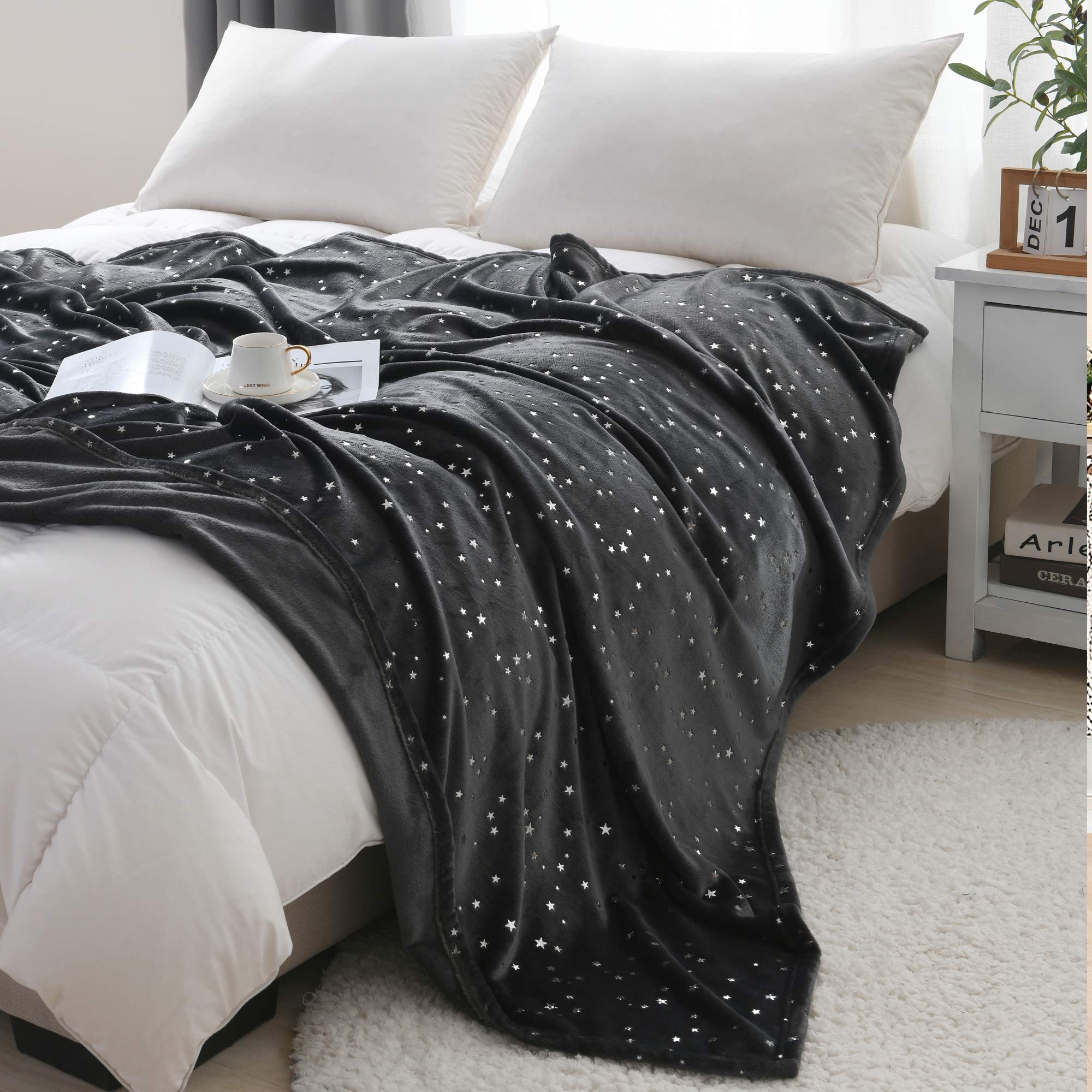 Ultra Soft NANPIPER Twin Size Fluffy Throw Blanket - All Season Microfiber Fleece Bed & Sofa Blanket for Women & Girls (65x80 Inches, Grey) - Perfect for Cozy Nights, Movie Time & Home Decor