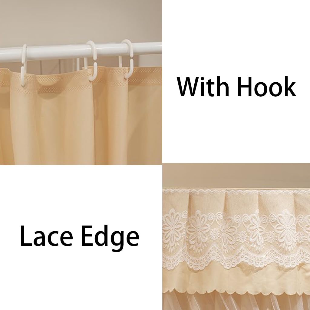 Luxury Canopy Bed Curtains for Twin/Full/Queen/King Size Beds - Light Brown Bed Drapes with 53