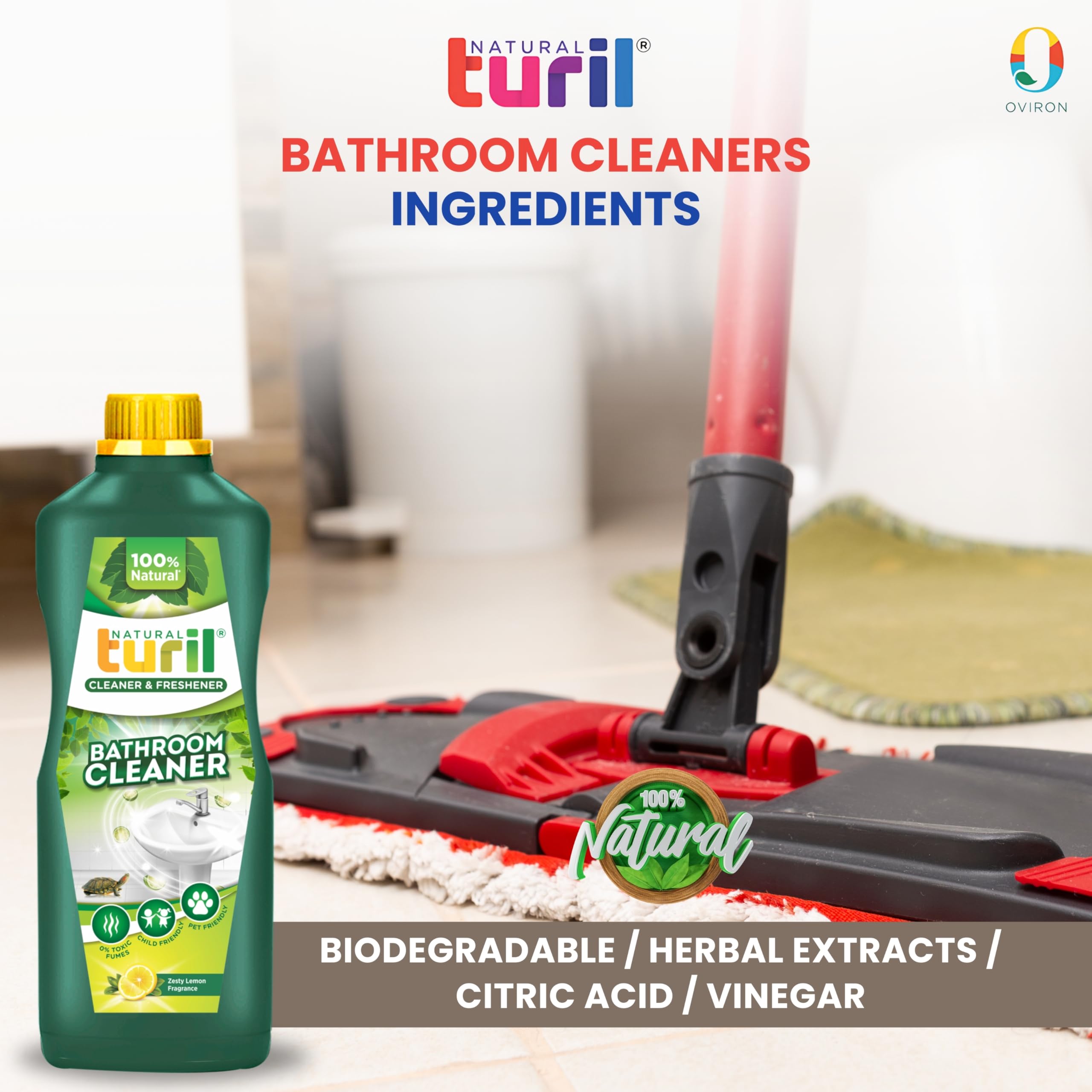 Turil Toilet Cleaner, Floor Cleaner & Bathroom Cleaner Combo Pack (3 x 1L) - Fast Stain Remover for Hard Water & Limescale - Biodegradable, Skin & Pet Friendly - Long-Lasting Freshness for Floors, Tiles & Surfaces - Perfect for Bathrooms, Kitchens & Household Cleaning