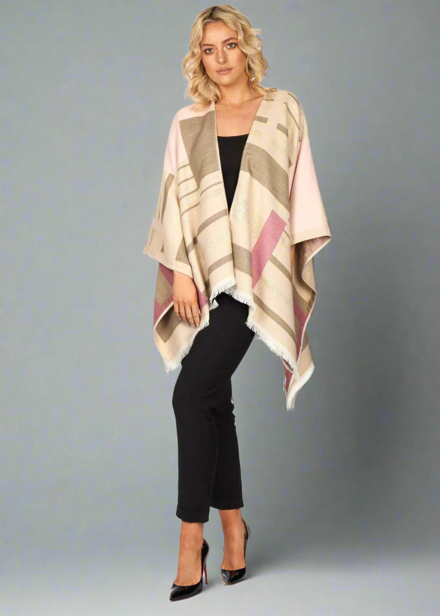Jimmy Hourihan Fringed Shawl with Piano Keyboard Design - Elegant Music-Inspired Wrap for Concerts, Parties & Special Occasions