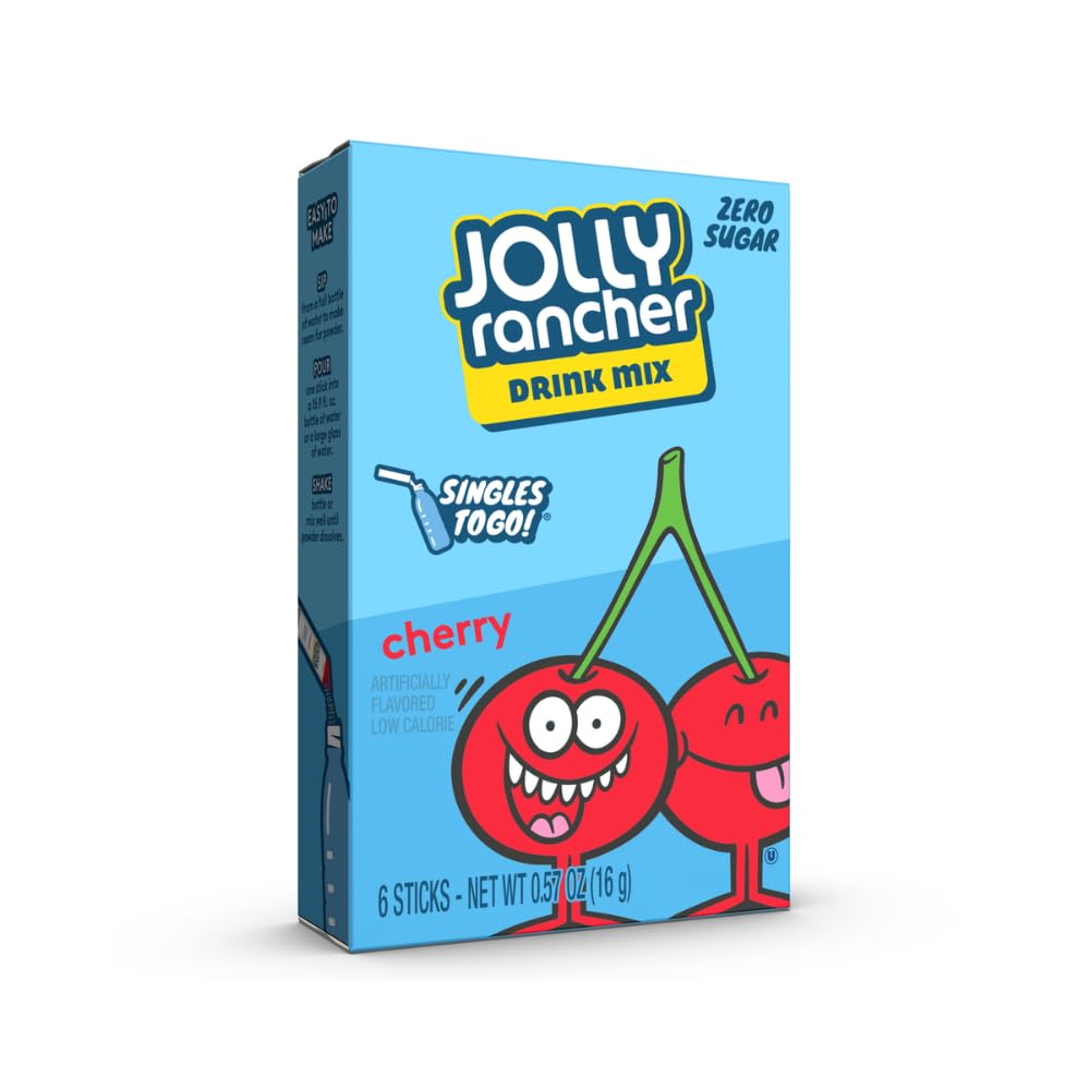 Jolly Rancher SINGLES TO GO! Cherry Hard Candy - 6 Boxes (36 Packets Total) - Perfect for School Lunches, Office Snacks & On-the-Go Treats