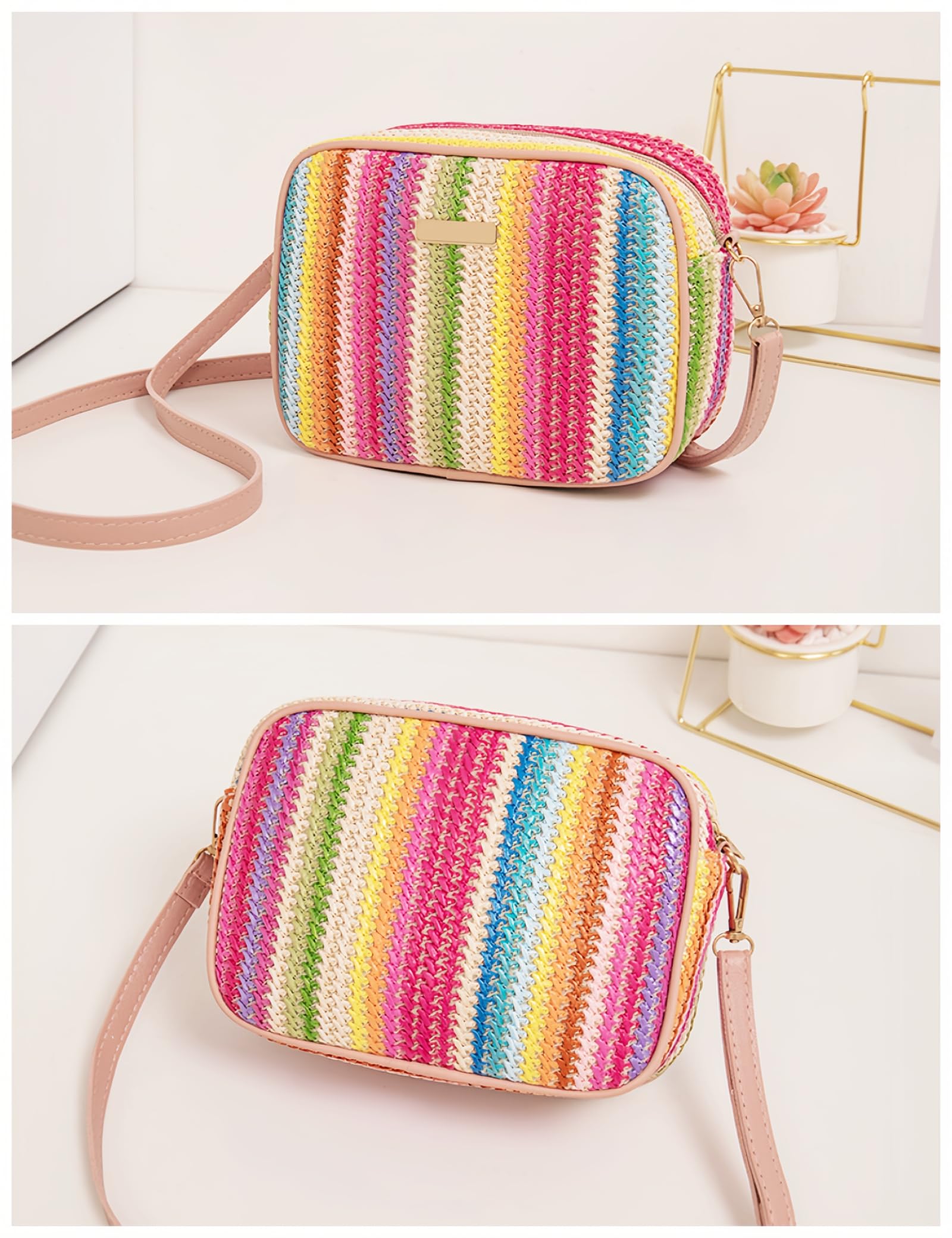 Trendy Straw Crossbody Bag for Women - Small Woven Purse, Cute Beach Shoulder Handbag for Spring & Summer | Perfect for Beach Outings, Vacation, and Casual Everyday Use