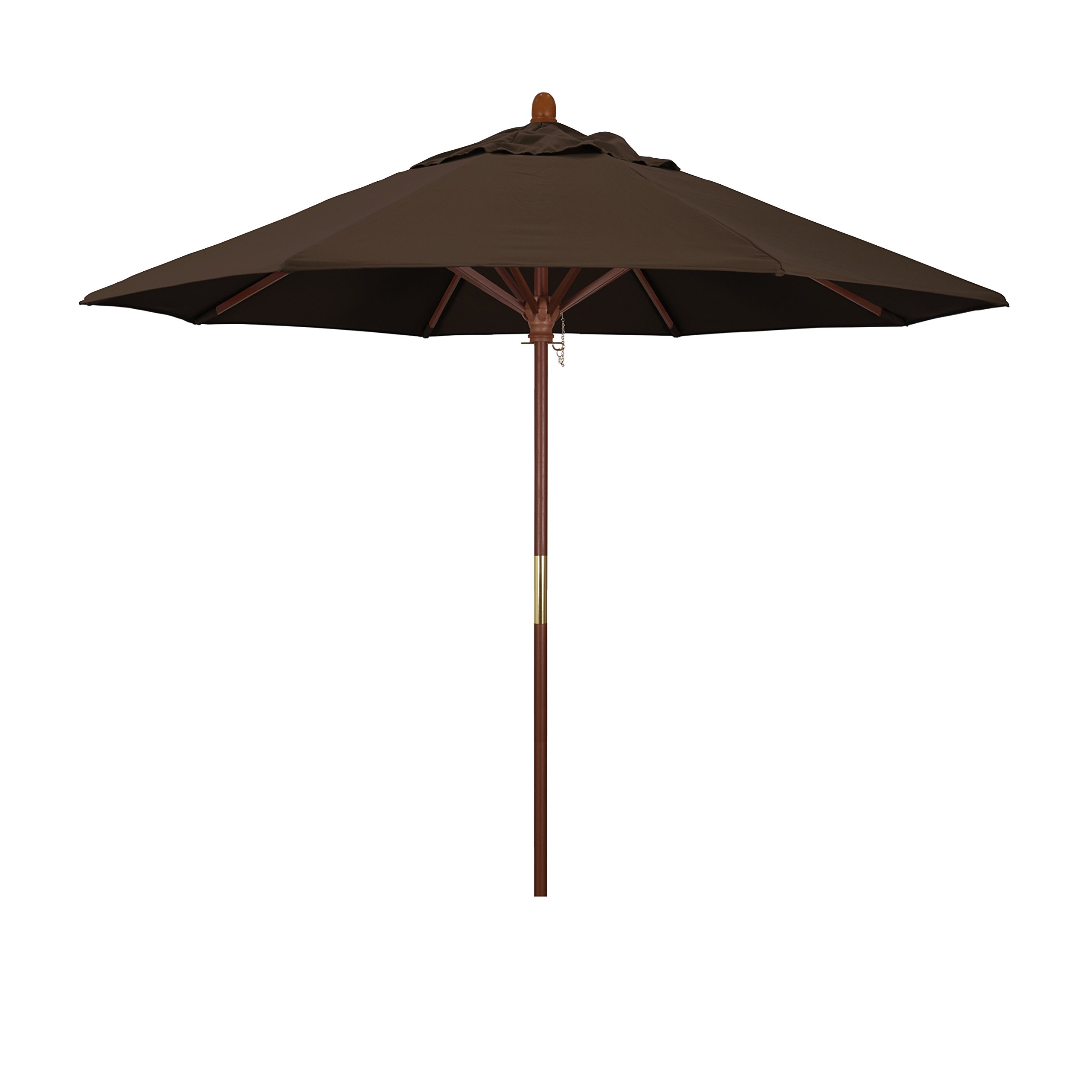 9' Round Hardwood Market Umbrella - Stainless Steel Push Open for Patio & Garden