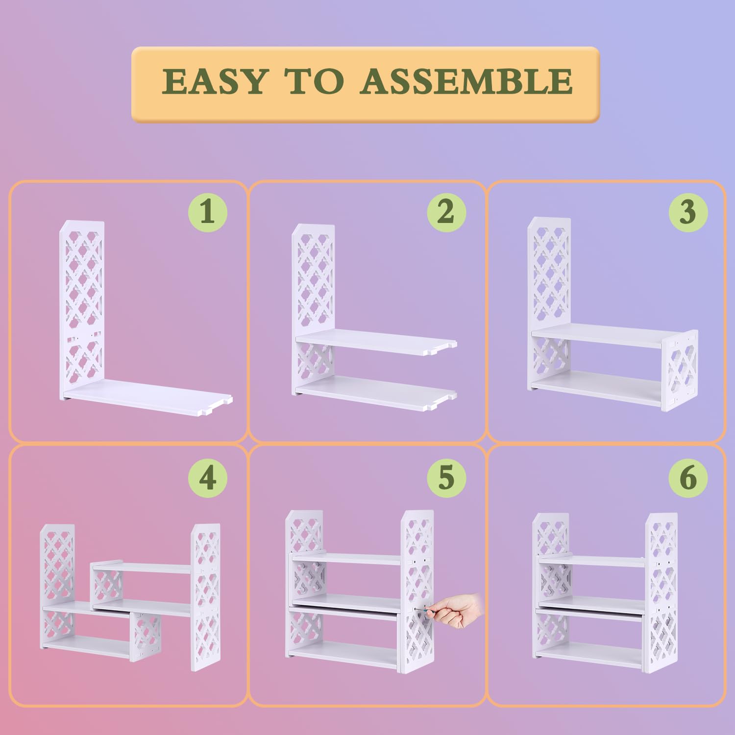 Felmis Desktop Organizer Shelf - Adjustable PVC Office Desk Storage for Books, Makeup & Home Decor | Perfect for Dorm, Office & Small Space Organization