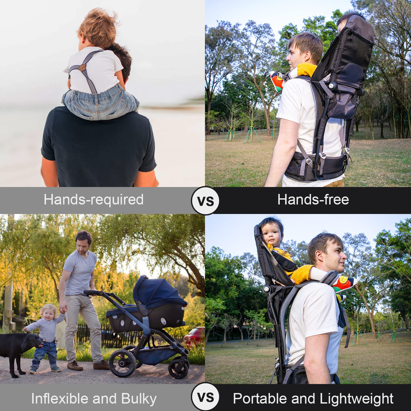 Ergonomic Baby Carrier Backpack for Hiking & Travel - Adjustable Shoulder Strap, Sun Shade & Rain Cover - Supports 6 Months to 3 Years (Up to 40 lbs) - Perfect for Outdoor Adventures, Family Walks and Hands-Free Parenting