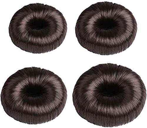 4 Pcs Donut Hair Bun Maker Set - Hair Bun Shaper for Women & Girls - Dark Brown Hairpiece for Perfect Updos - Great for Parties, Weddings & Everyday Styling