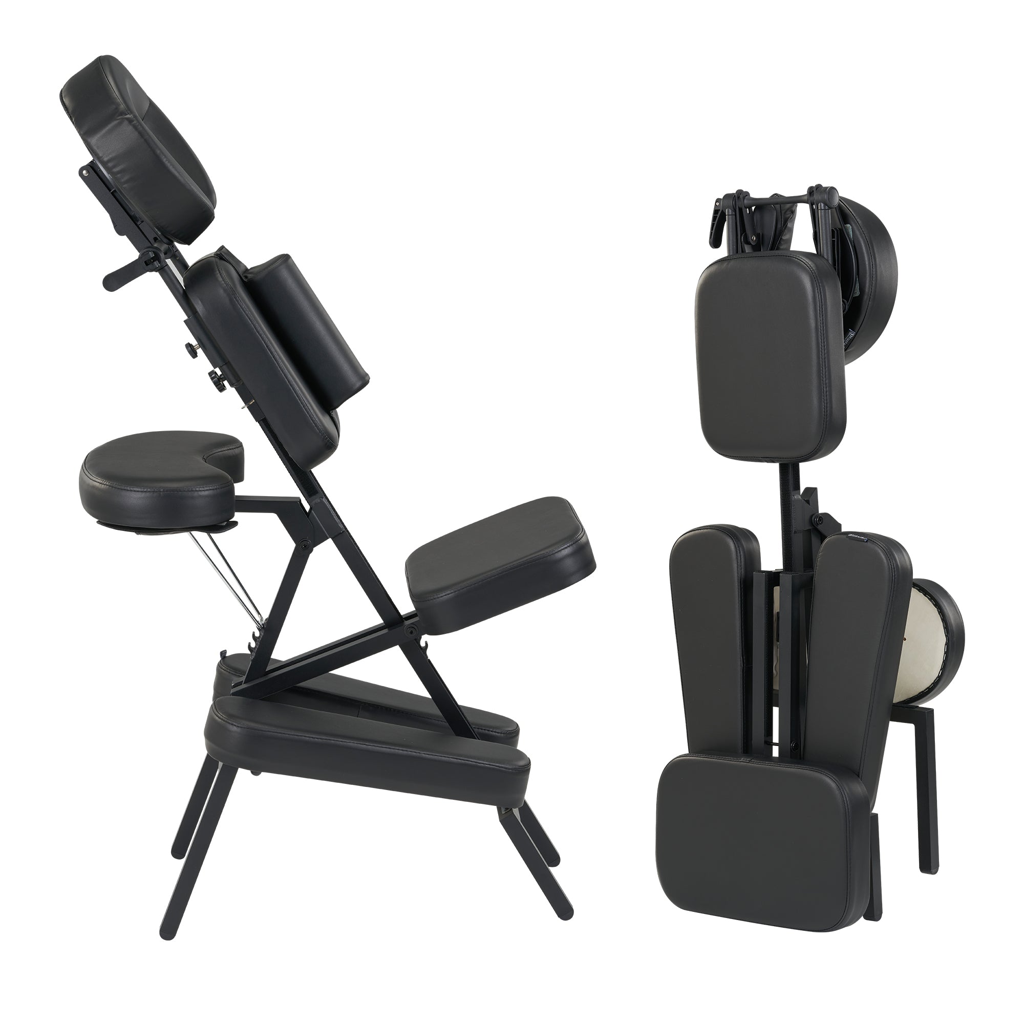 Apollo Extra Large Portable Massage Chair - Lightweight Aluminum Folding Tattoo Chair with Large Cushions & Wheels - Black - Perfect for Home Spa, Tattoo Studios & Mobile Massage Therapists