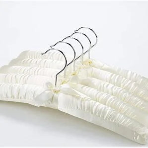 25/50/100 Pack Satin Padded Silk Hangers - Ivory White for Delicate Clothing & Wardrobe Organization | Perfect for Dresses, Blouses & Luxury Garments