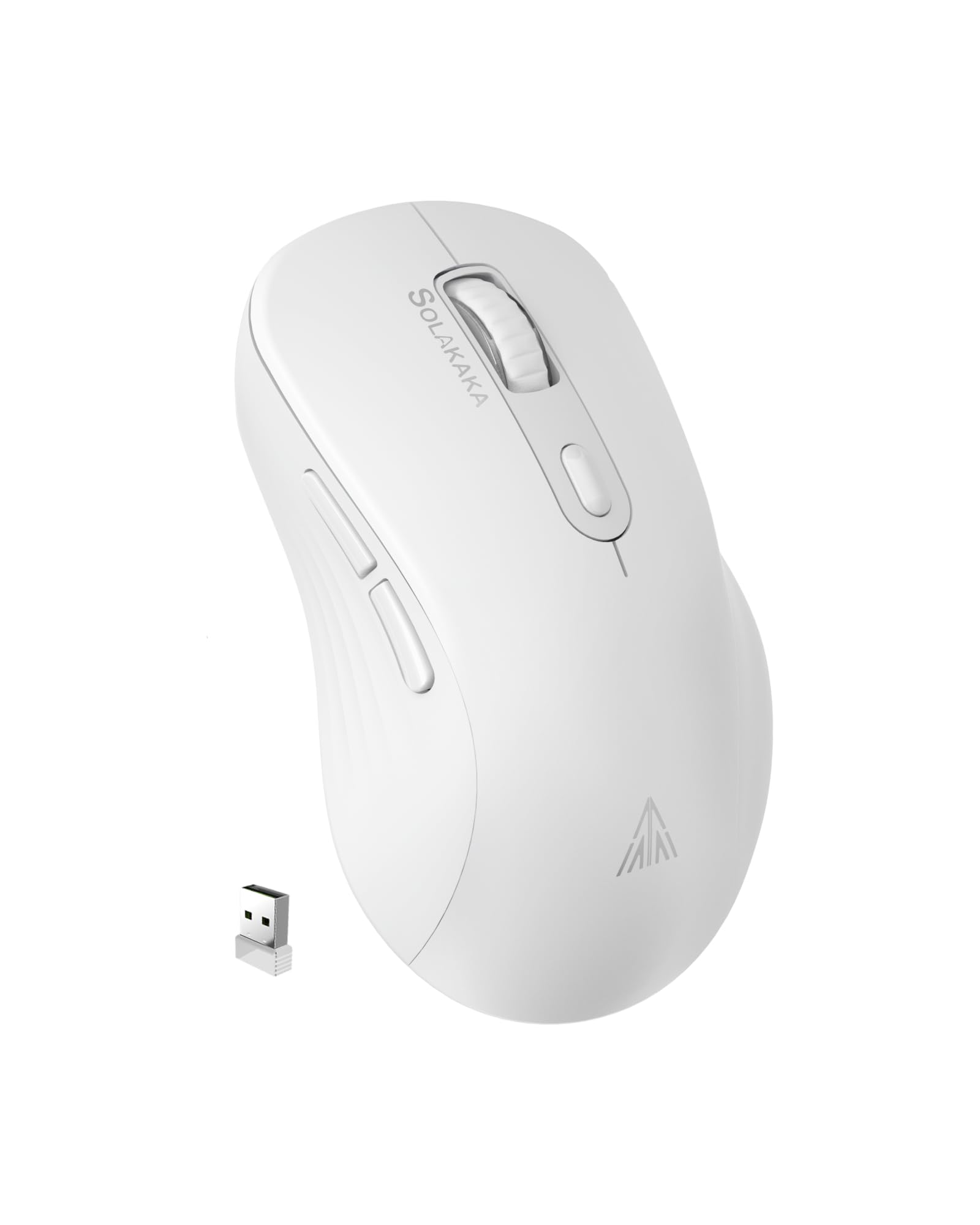 SM66 White Silent Dual Mode 2.4GHz Wireless Mouse - Adjustable 4800 DPI, Rechargeable Ergonomic Mouse for PC, Mac, Laptop & Desktop - Perfect for Office Work, Gaming & Home Use