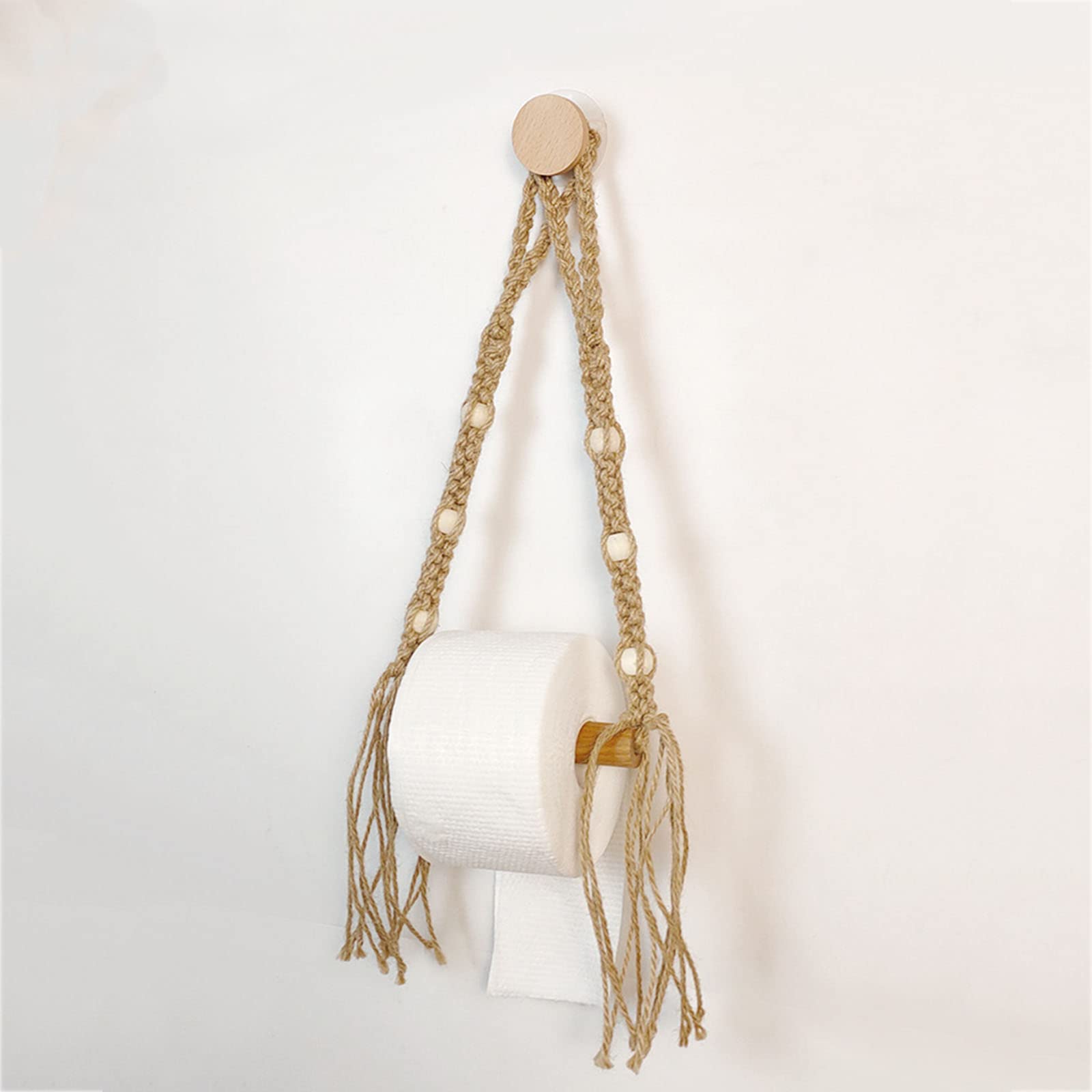 Hemp Rope Toilet Paper Holder - Rustic Wall Mounted Bathroom Tissue Storage Organizer with Hanging Design for Farmhouse, RV, Boat & Tiny House Decor