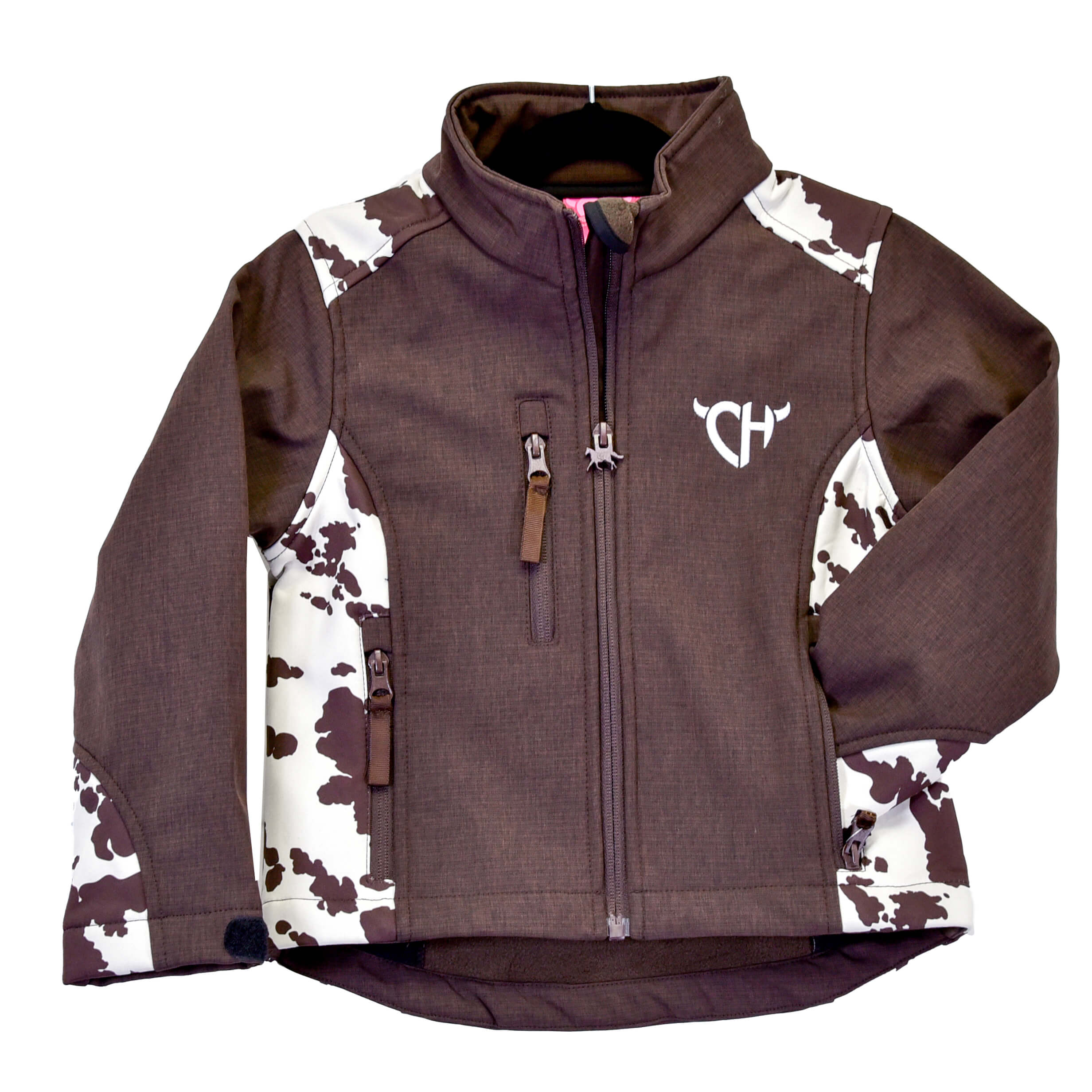 Baby Girls' Cow Print Western Jacket - Dark Chocolate Brown Polyester Shell with Hardware Accents - Perfect for Cowgirl Costumes, Rodeo Events & Western-Themed Parties
