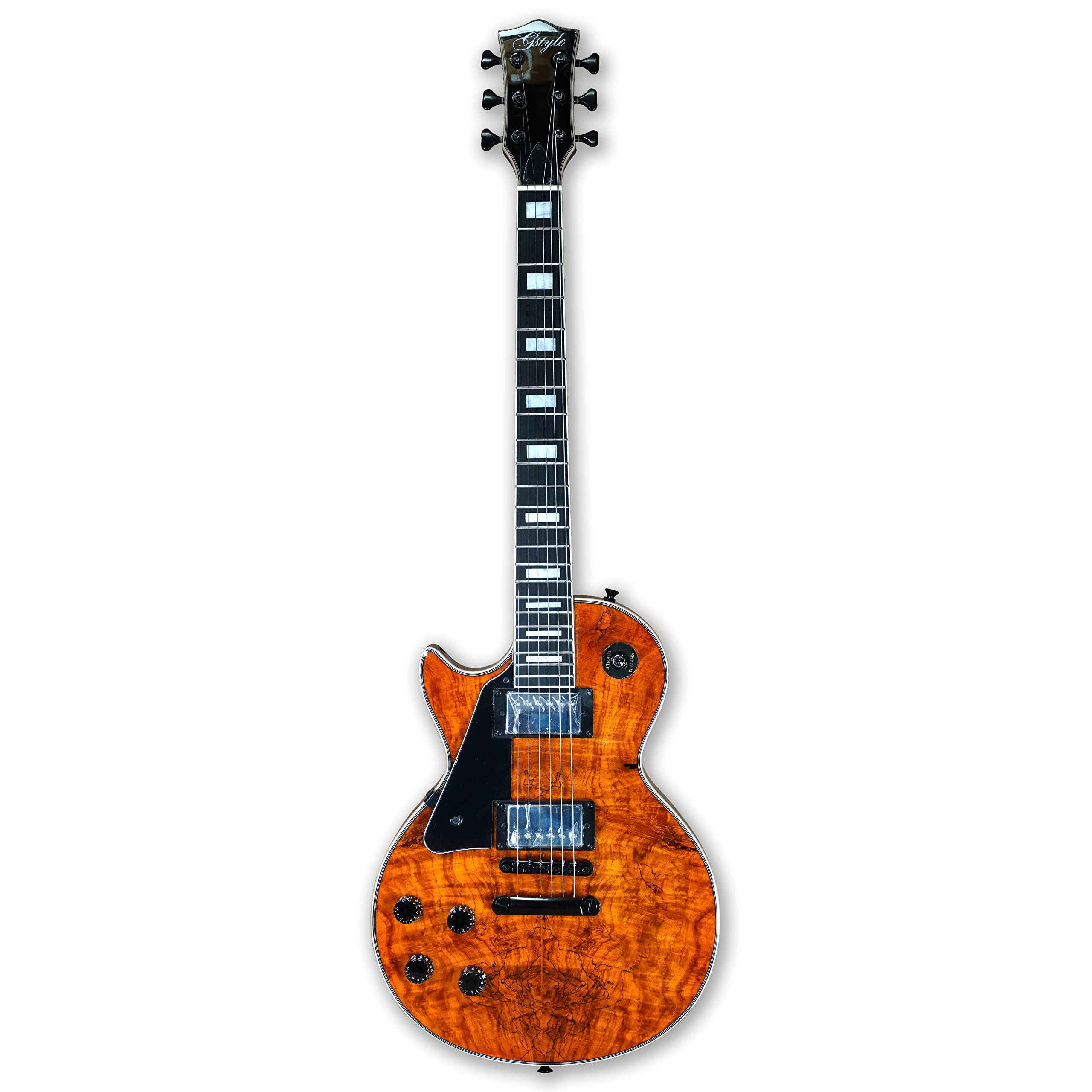 Left-Handed Electric Guitar with Spalted Maple Top & Okoume Body - Perfect for Rock, Blues & Stage Performances