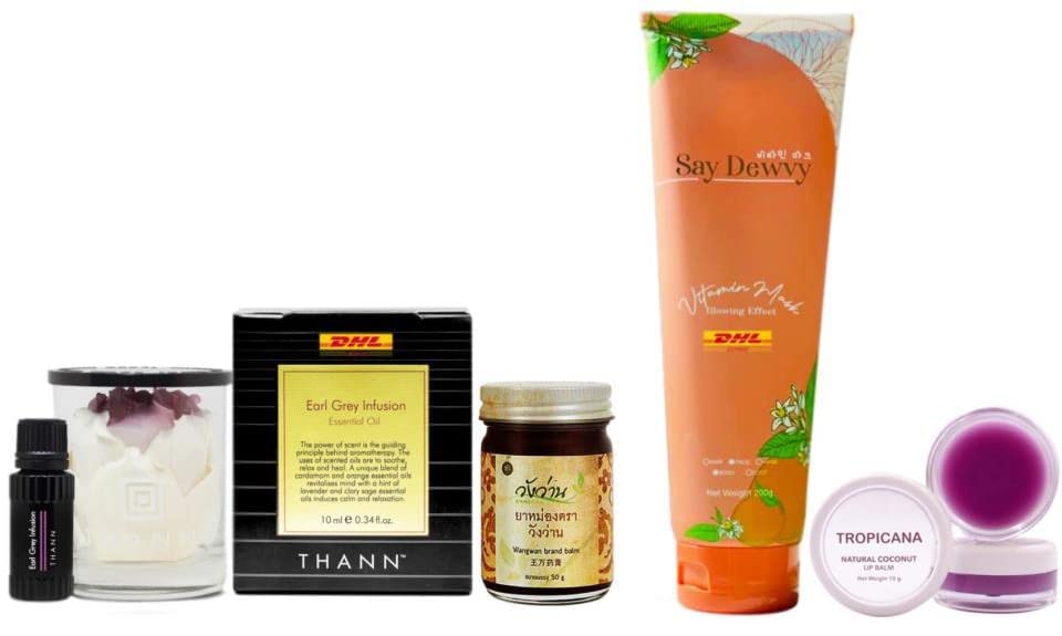 Premium Thann Earl Gray Infusion Essential Oil Set with Vitamin Body Mask & Free Tomato Facial Mask - Hydrating Skincare for Spa & Home Relaxation - Fast DHL Express Shipping by Thaigiftshop