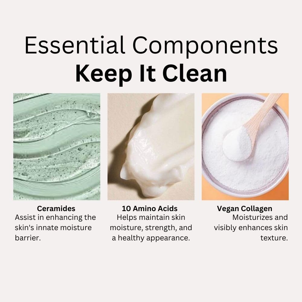 Innbeauty Project Keep It Clean Hydrating Gel Cleanser with 10 Amino Acids, Ceramides & Vegan Collagen | Gentle Face Wash for Dry & Sensitive Skin | 6.7 Fl Oz | Perfect for Morning & Night Skincare Routine
