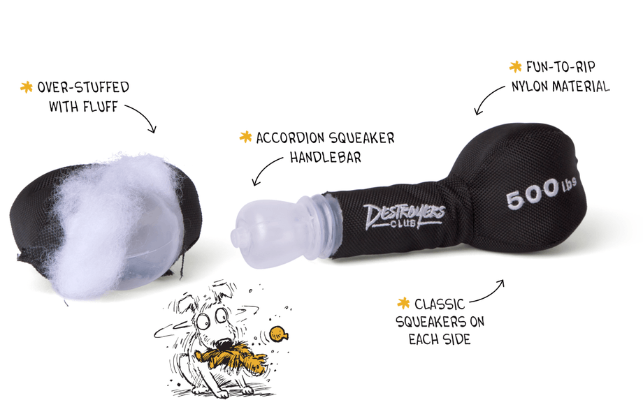 BarkShop Pupping Iron Dumbbell Dog Plush Toy - Durable Chew Toy for Puppies & Small Dogs - Perfect for Playtime, Training & Teething Relief