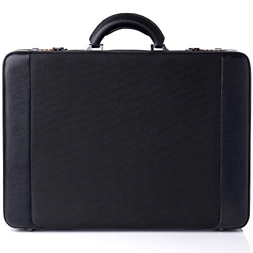 Alpine Swiss Expandable Hard Side Briefcase with Dual Combination Lock - Black | Business Travel & Office Carry-On Luggage for Professionals