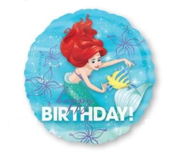45cm Standard HX Dream Big Ariel Happy Birthday Balloon - Disney Princess Party Decorations for Birthday Celebrations, Baby Showers & Special Events