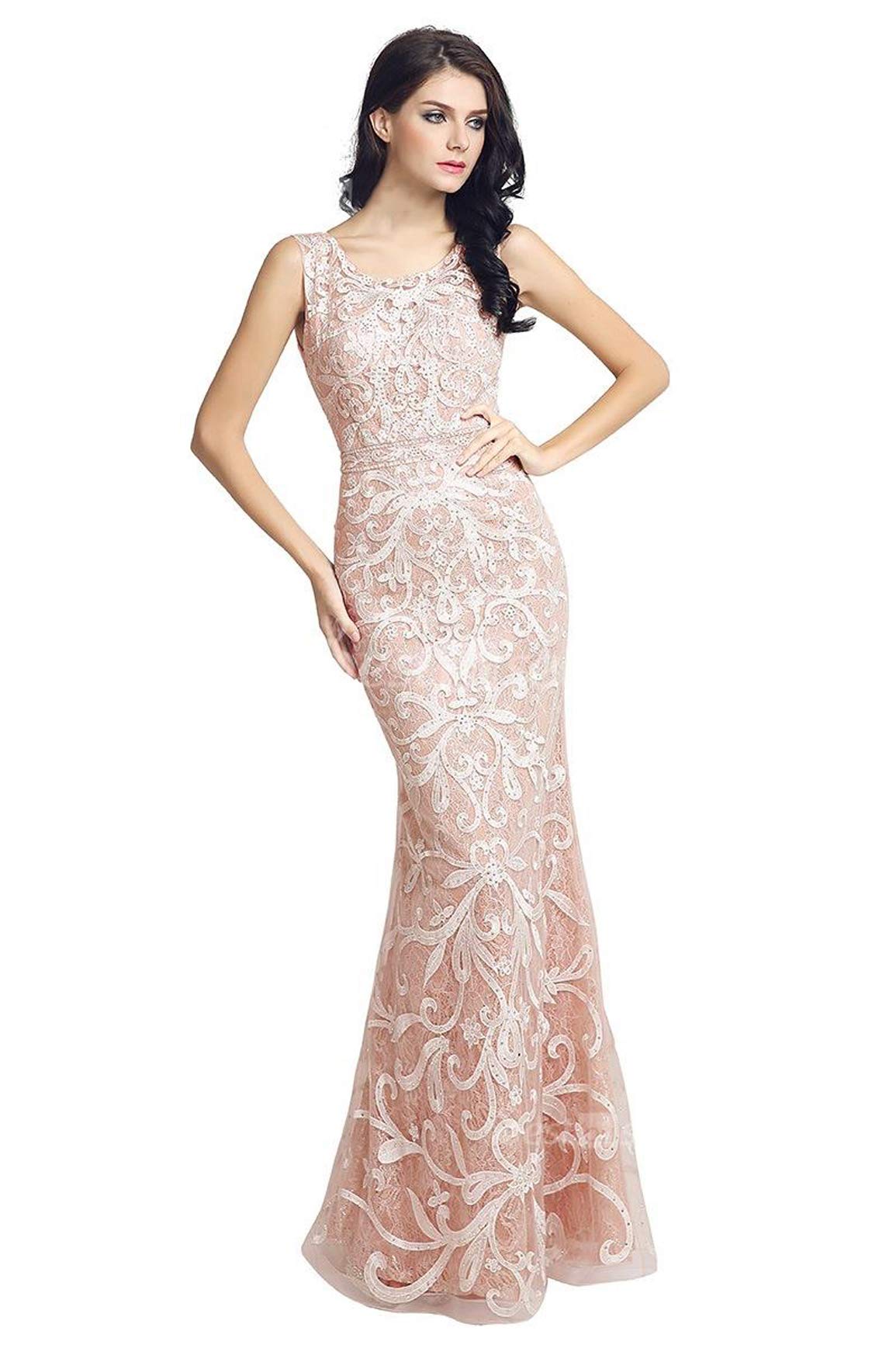 Elegant Women's Long Mermaid Prom Dresses with Embroidery - Round Neck Evening Party Gowns for Homecoming, Wedding Guest & Special Occasions