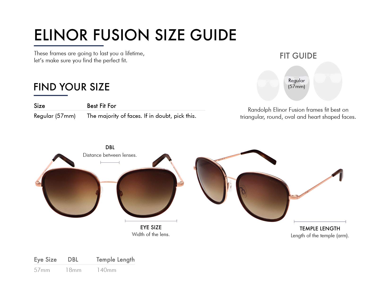 Randolph USA Elinor Inlay Oversized Square Sunglasses for Women - Non-Polarized 100% UV Protection - Perfect for Outdoor Activities, Beach, and Fashion Accessories
