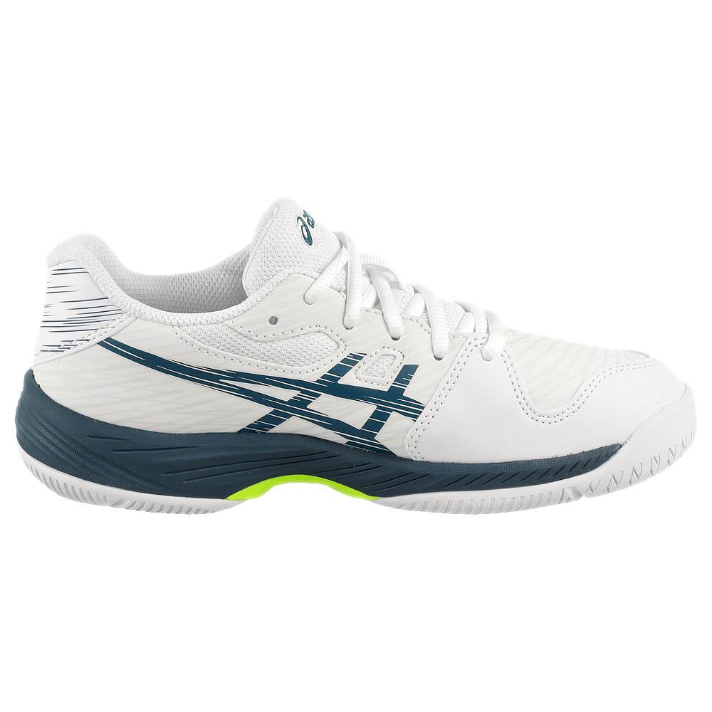ASICS Junior Gel Game 9 GS Tennis Shoes for Kids - White/Mako Blue - Lightweight & Supportive Court Shoes for Junior Players - Perfect for Tennis Training & School Sports