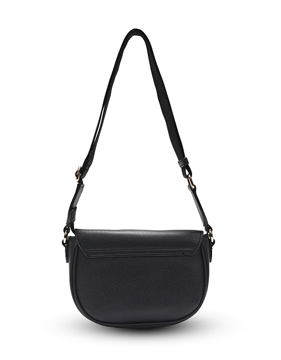 Tosca TH051 Small Saddle Flap Handbag for Women - Stylish Black Leather Crossbody Purse for Everyday Use, Work & Date Night