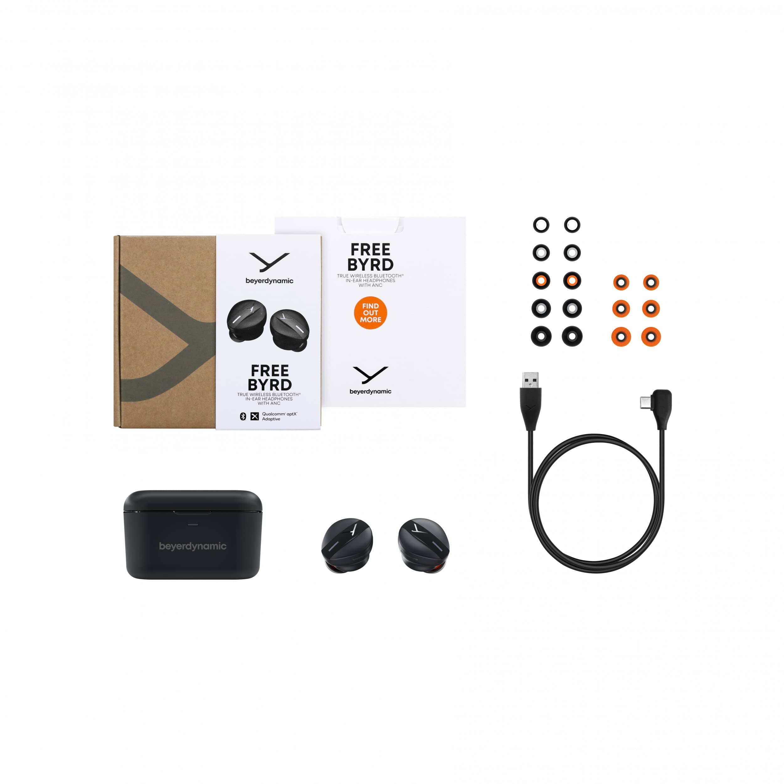 Beyerdynamic Free BYRD Black True Wireless Bluetooth Earbuds with Active Noise Cancelling, 30H Battery Life, Built-in Mic, IPX4 Waterproof, Sound Personalization & Alexa - Perfect for Gym, Travel & Work Calls