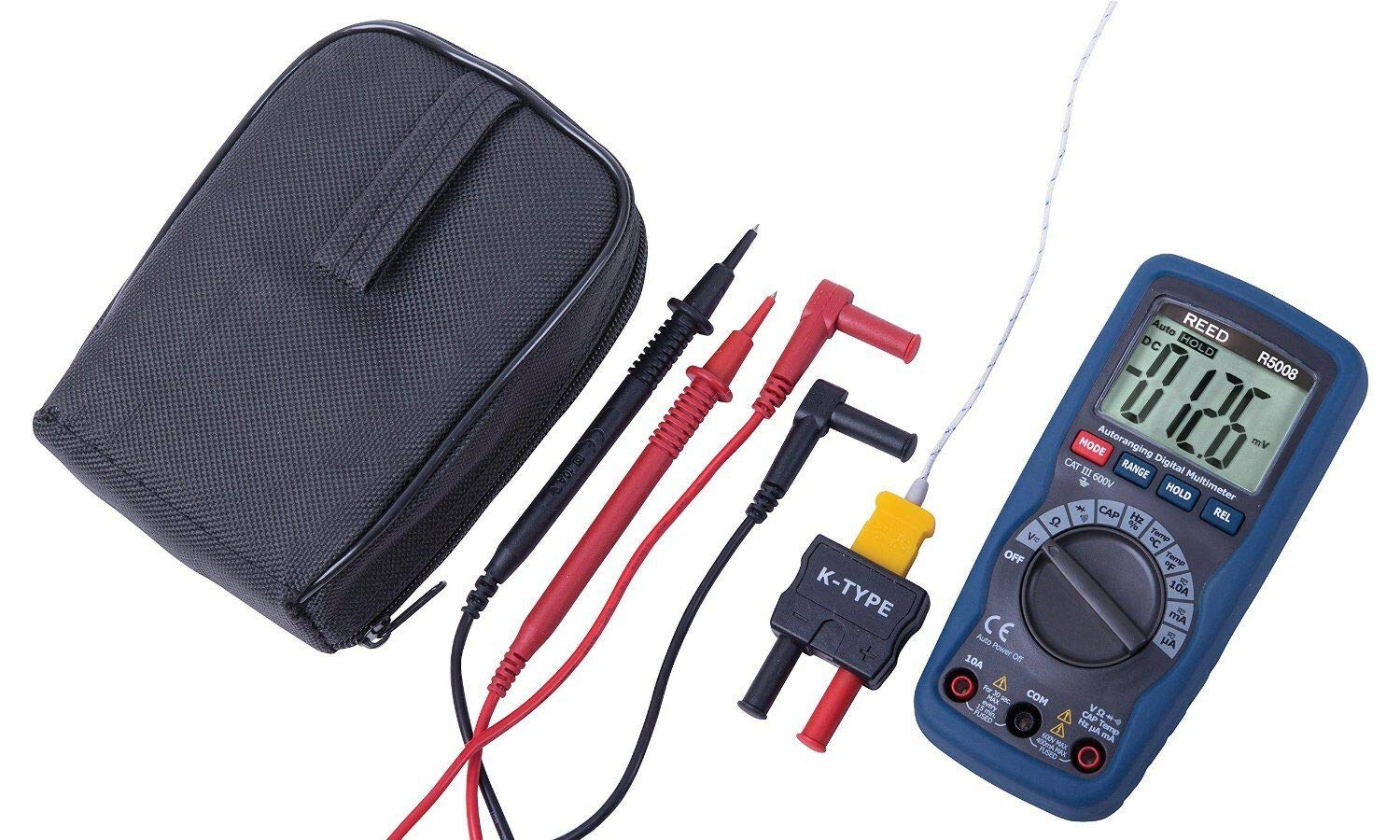 REED Instruments R5008 Compact Digital Multimeter with Temperature Measurement - Perfect for Home, Automotive & Electrical Testing