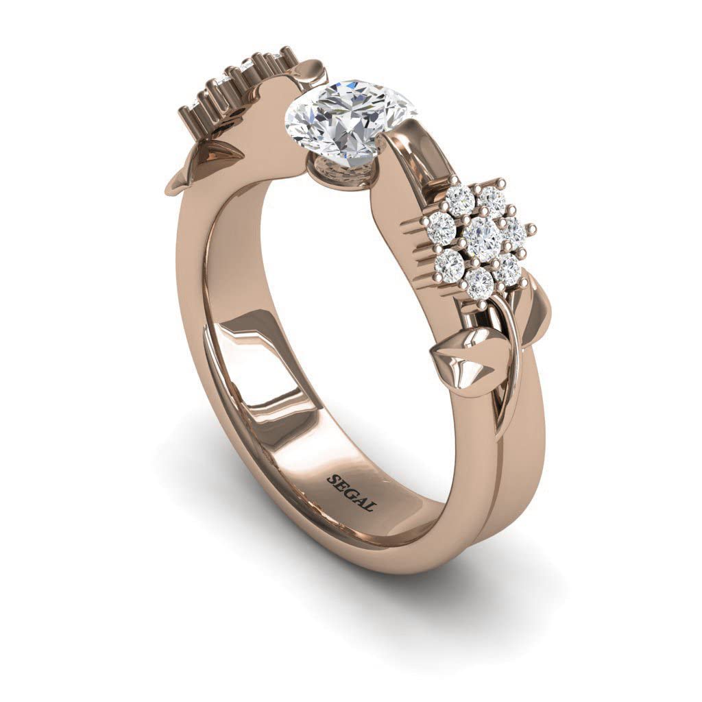 14K Red Gold Vintage Floral Engagement Ring with White Diamonds - Elegant Antique Wedding Ring for Women | Perfect for Proposals, Anniversaries & Romantic Occasions