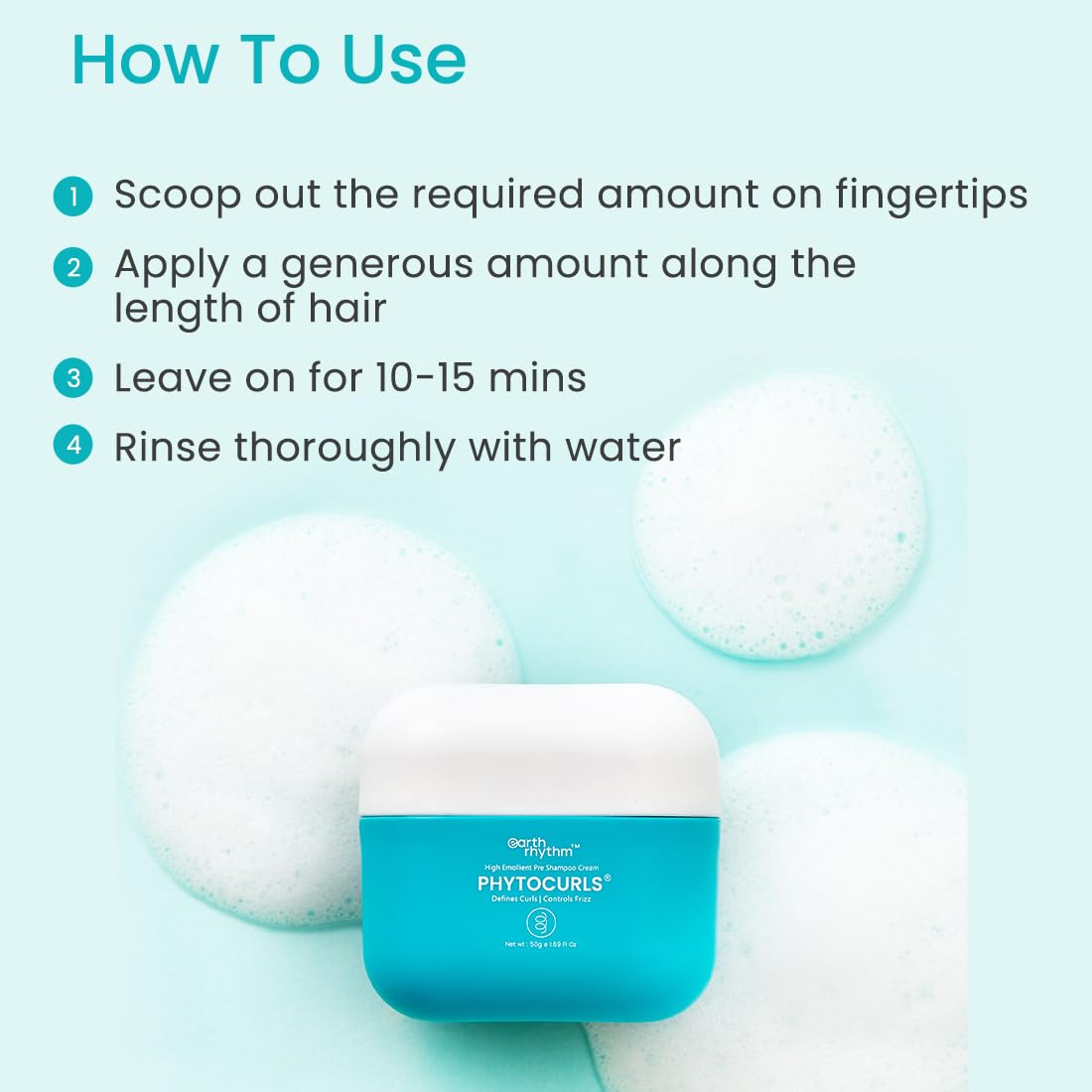 Earth Rhythm Phyto Curls Pre Shampoo Hair Mask with Murumuru Butter - Defines Curls, Smoothens & Moisturizes Dry, Frizzy & Curly Hair - 50g (1 Count) | Perfect for Pre-Wash Hydration & Curly Hair Care Routine