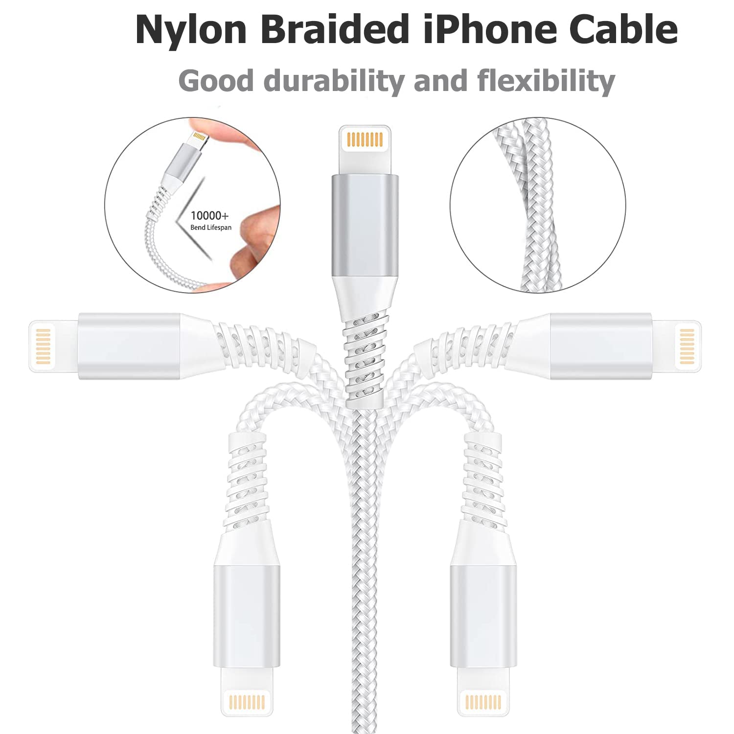 2-Pack 3M Extra Long MFi Certified Lightning Cable - Fast Charging Braided iPhone Charger USB Cable Compatible with iPhone 14/13/12/11 Pro Max/XS/XR/10/8/7/6/SE - Perfect for Home, Office & Travel Charging