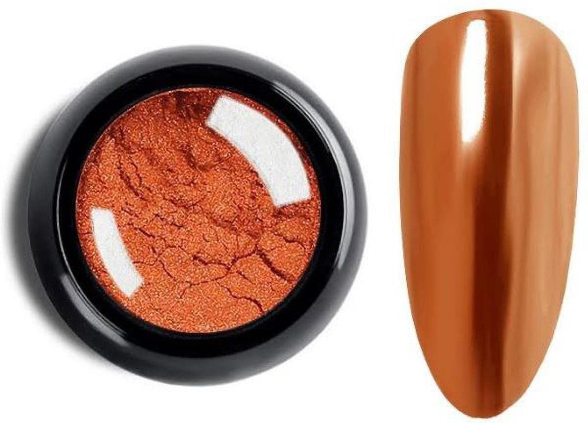 SHILLS Professional Nail Art Chrome Mirror Glitter Pigment Powder - Shimmery Orange (016) for Nail Design, Manicure, Pedicure & DIY Nail Art - Perfect for Parties, Weddings & Special Occasions