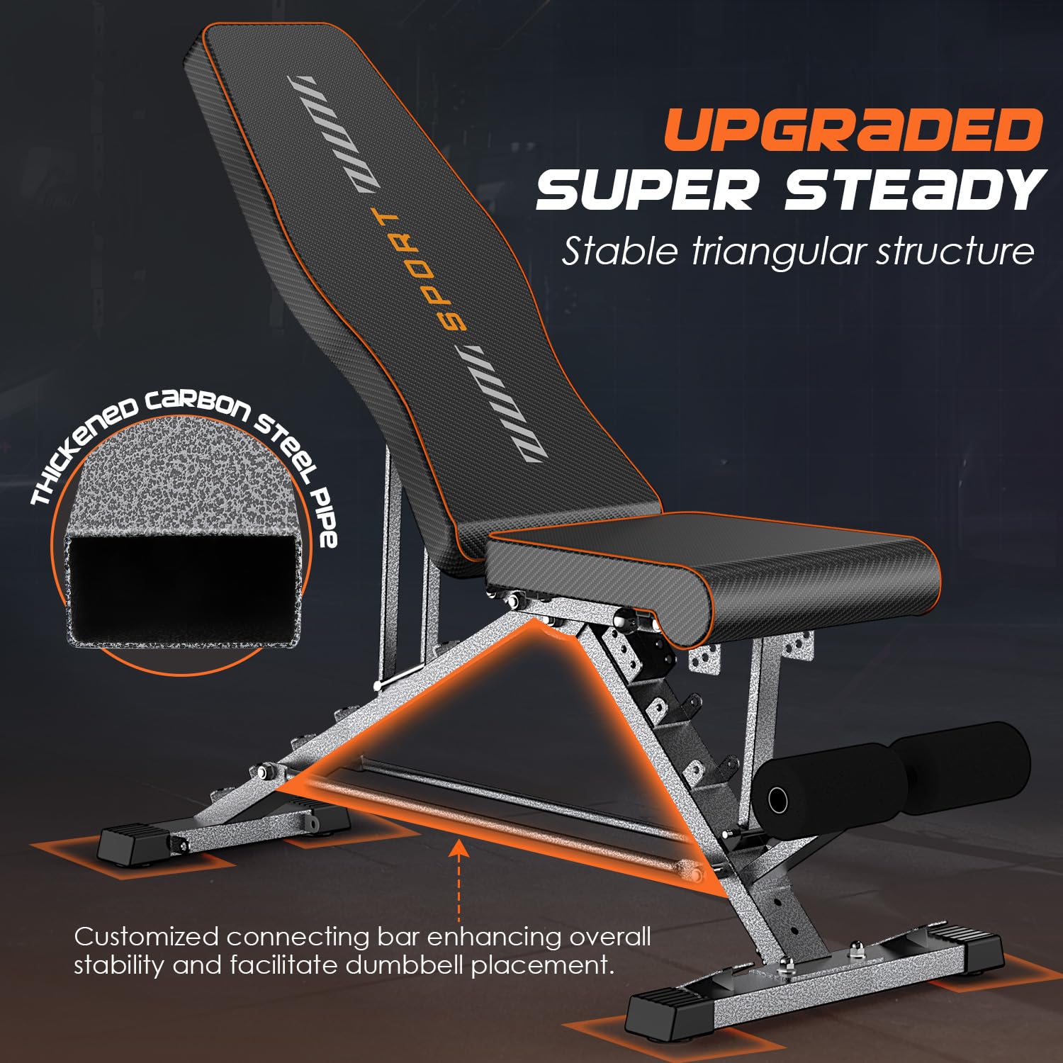 KUYOU Adjustable Weight Bench - 2-in-1 Roman Chair for Home Gym & Full Body Workout