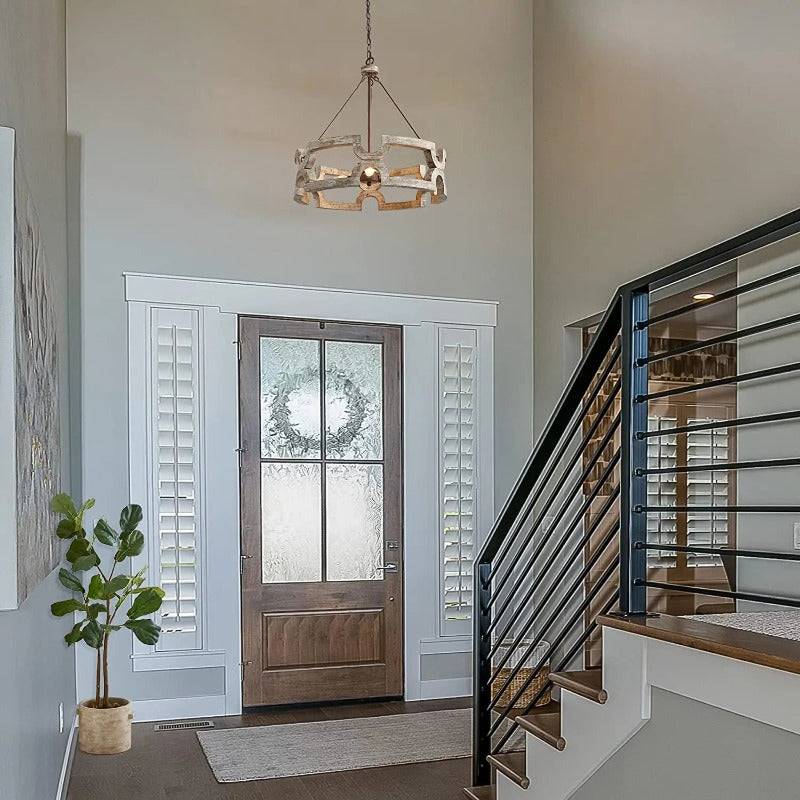 Vera Farmhouse Coastal Foyer Lighting - Rustic Chandelier for Entryway, Hallway & Porch | Perfect for Beach House, Cottage & Coastal Decor