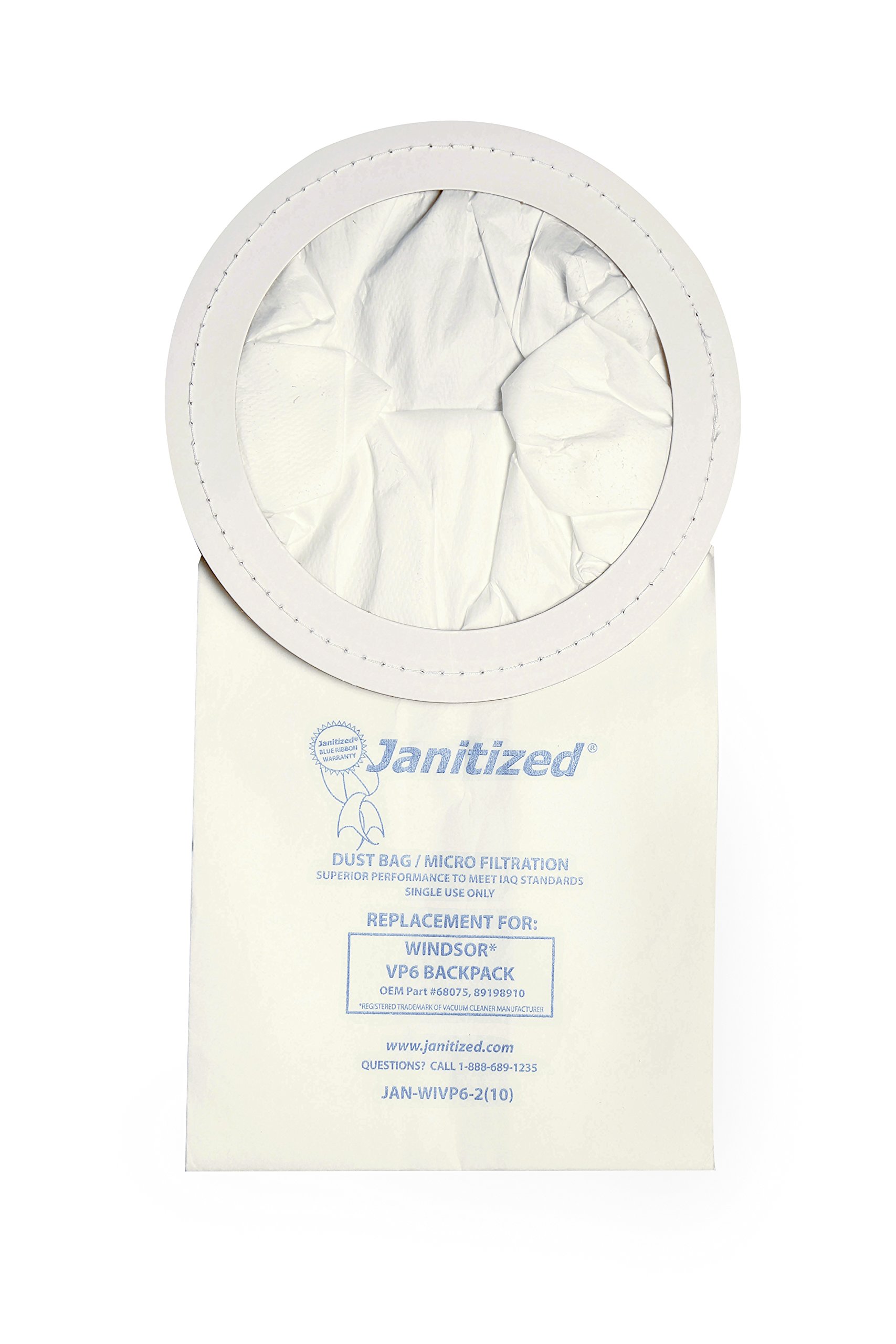 Premium Replacement Vacuum Paper Bags (Pack of 10) for Windsor Vac Pac 6 Commercial Vacuum Cleaners - OEM #68075, 89198910 - Ideal for Office Cleaning, Hotel Maintenance & Commercial Floor Care