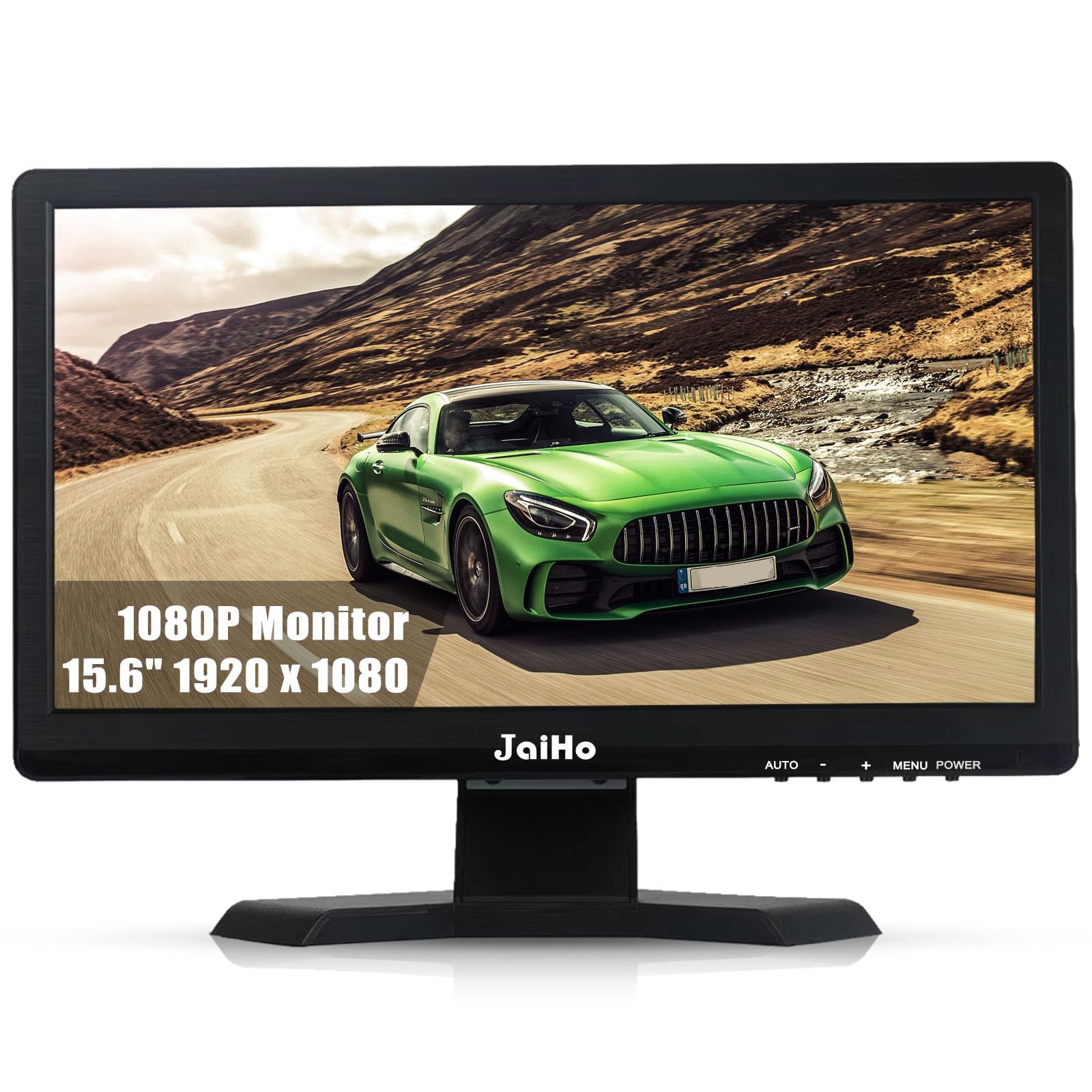 15.6 Inch 60Hz Full HD 1920x1080 Computer Monitor - Widescreen 16:9 Office PC Display with HDMI/VGA Inputs - VESA Mountable Gaming & CCTV Monitor for Raspberry Pi, Home Office & Workstation Use