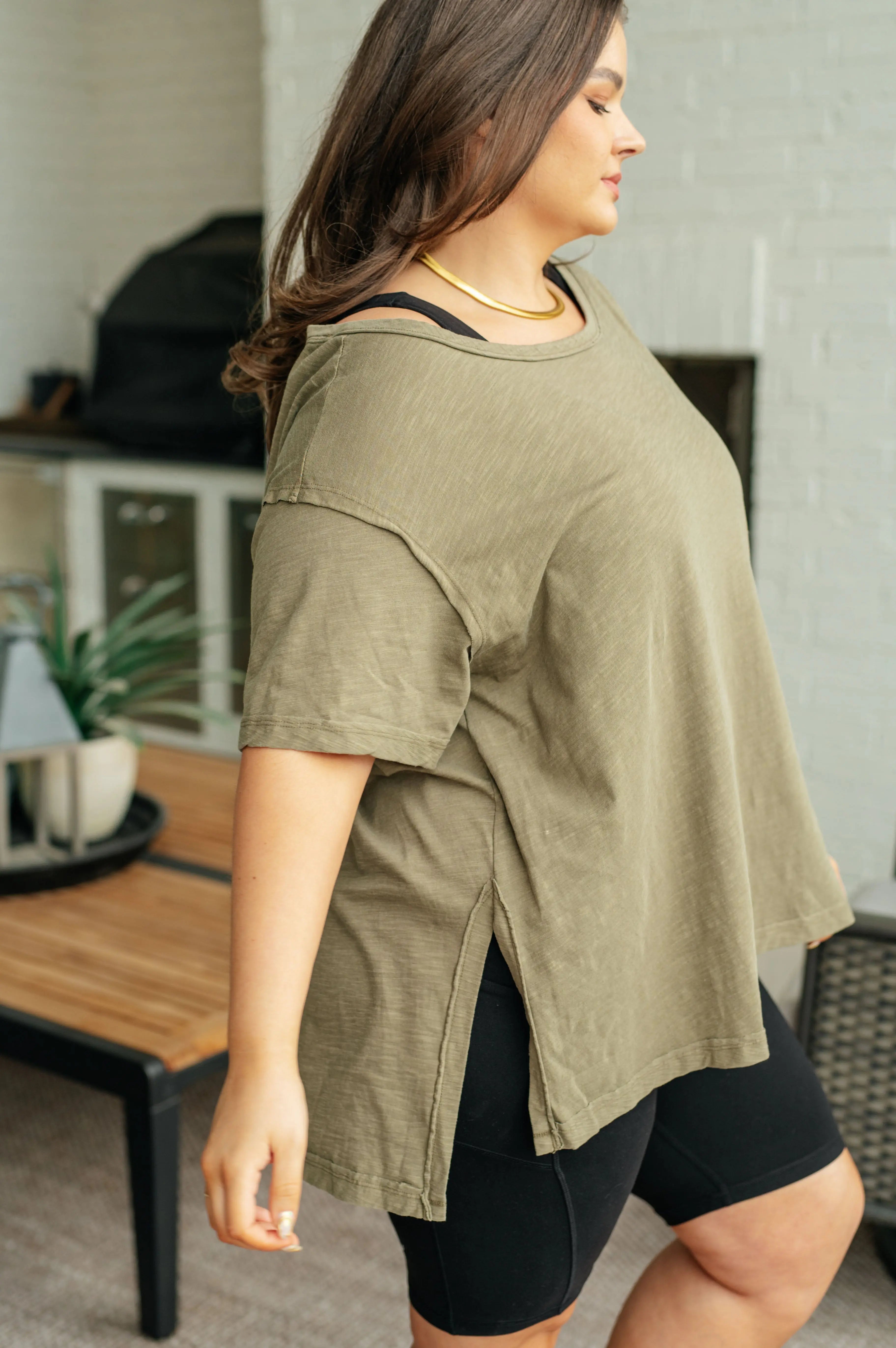 Let Me Live Relaxed Tee in Army Green - Soft Cotton Comfort T-Shirt for Casual Wear & Everyday Outfits