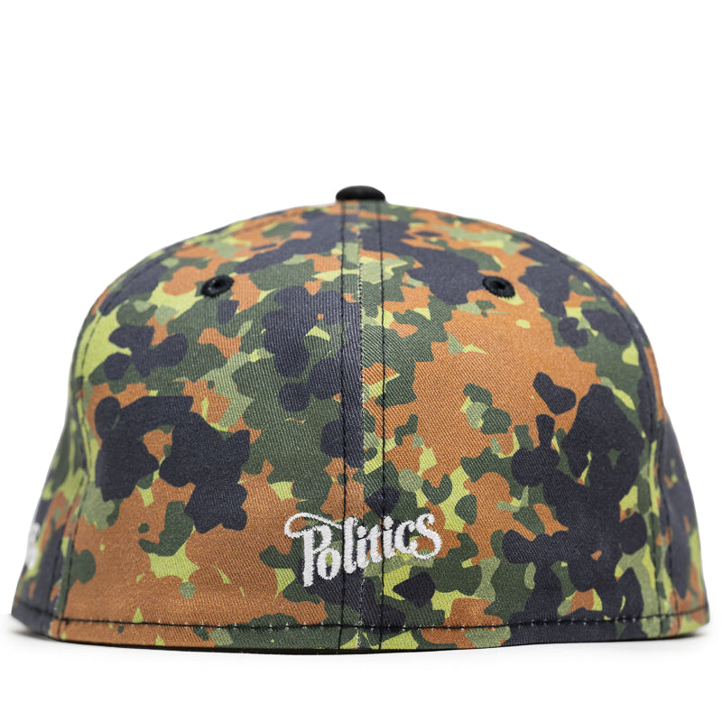 New Era 59FIFTY Fitted Hat - Black/Flecktarn Camo Political Design | Adjustable Baseball Cap for Men & Women | Perfect for Outdoor Activities, Sports Events & Streetwear Fashion