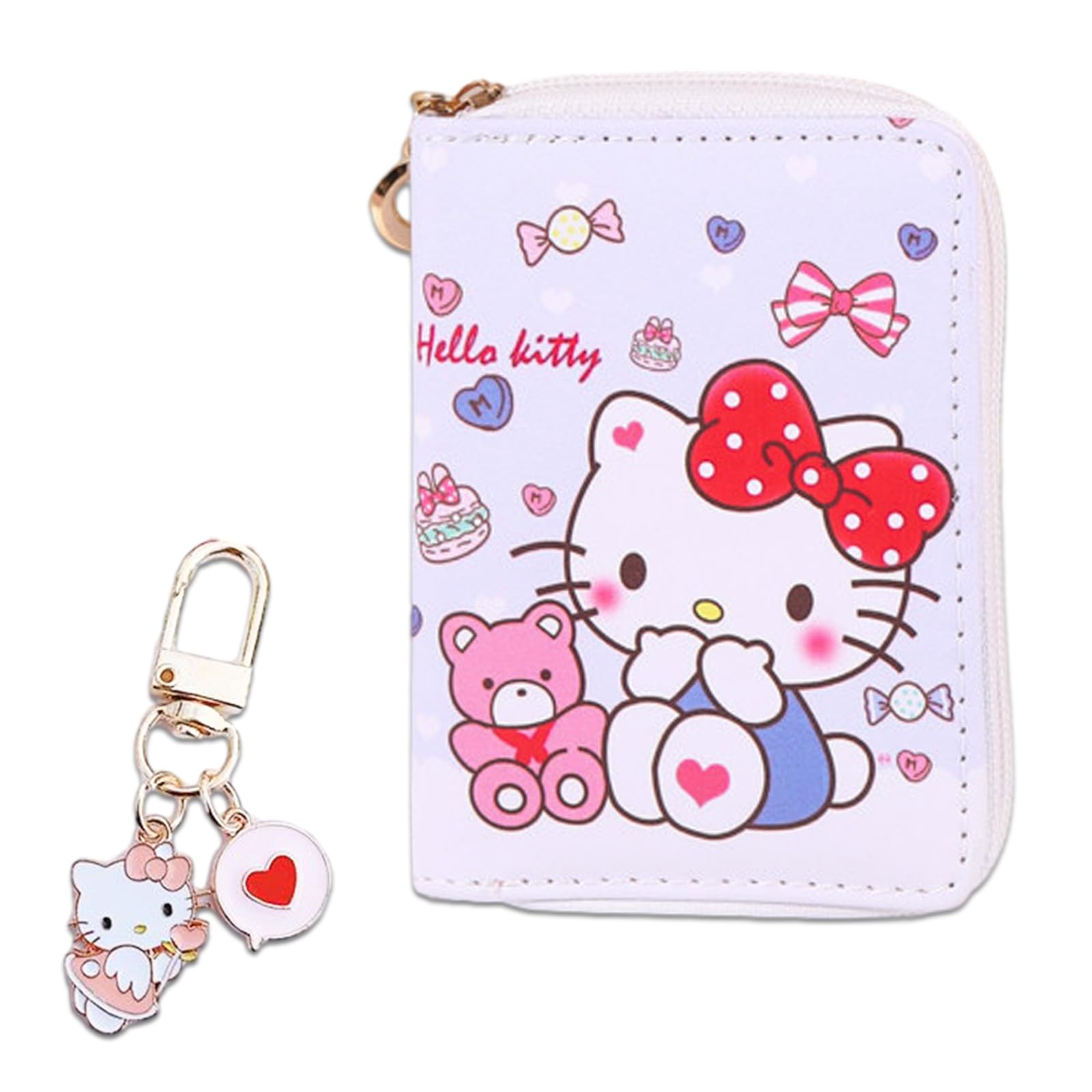 Cute Cartoon Wallet for Women & Girls - Small PU Leather Zipper Coin Purse with Credit Card Slots & Keychain - Anime Design - 2 Piece Set (Cartoon Wallet-02) - Perfect for Everyday Use, Travel & Gift Giving