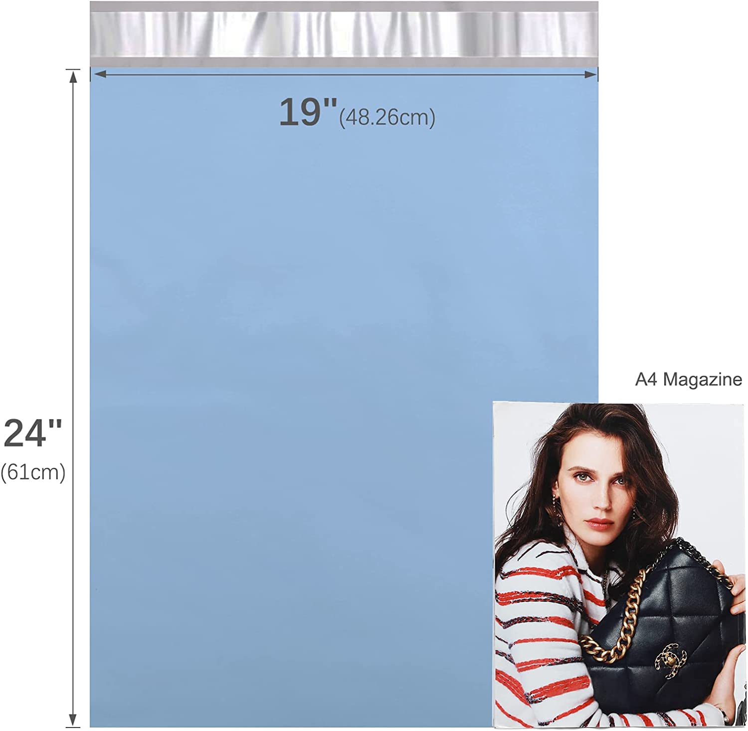 19x24 Inch Poly Mailer Envelope Shipping Bags - Waterproof Haze Blue Mailing Pouches for Ecommerce, Clothing & Online Store Packaging (50 Pack) | Perfect for Shipping Apparel, Books & Small Business Deliveries