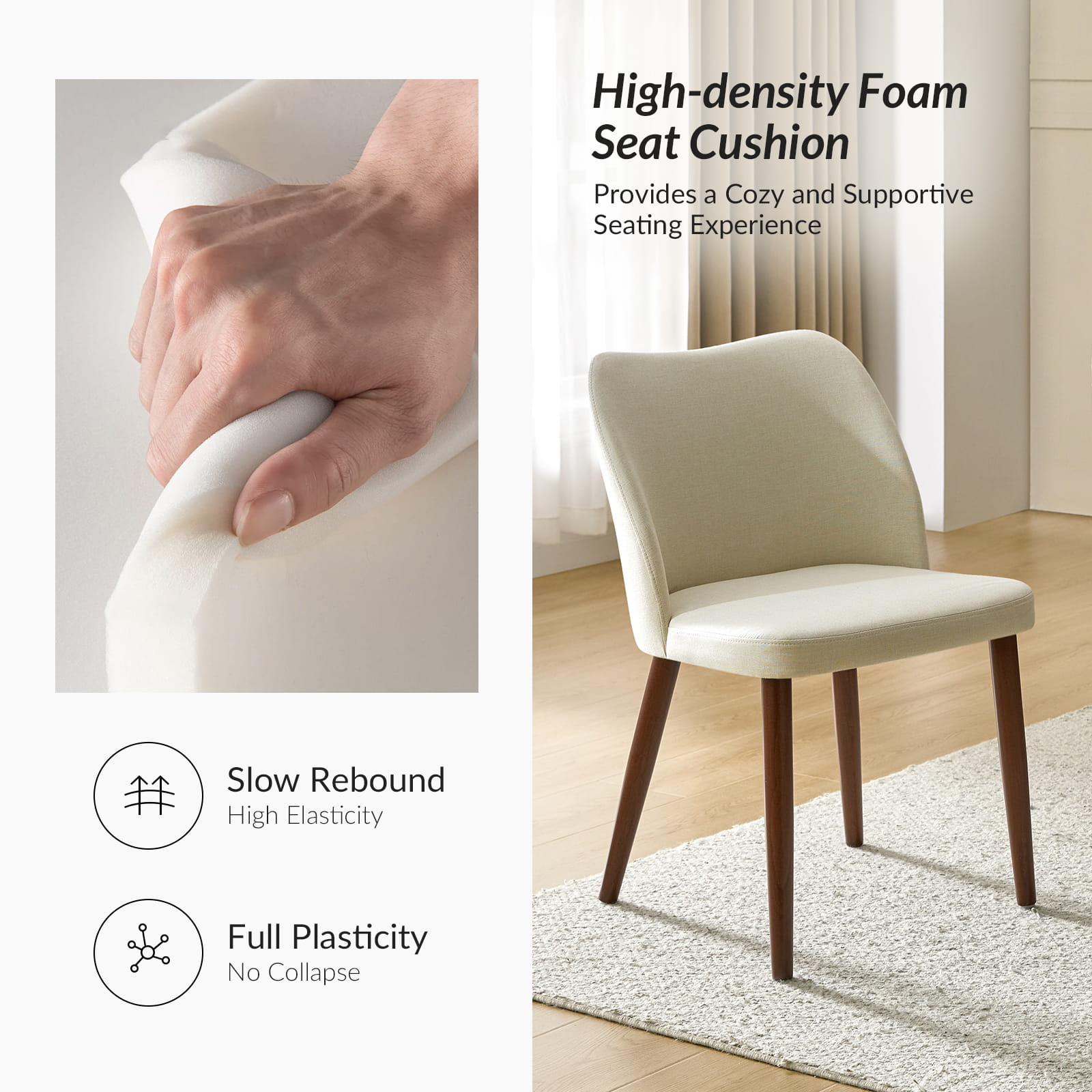 Mid Century Modern Upholstered Dining Chairs - Diana Collection | Stylish Upholstered Side Chairs for Kitchen, Dining Room & Office | Comfortable & Elegant Seating Solution