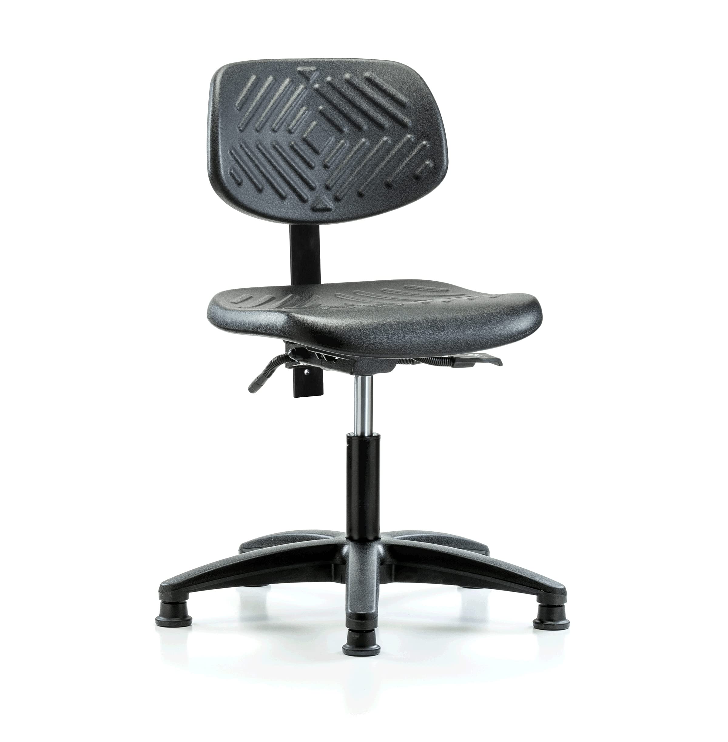 Ergonomic Industrial Chair with Stationary Base - Adjustable Height Office Desk Chair for Warehouse, Workshop & Home Office Use