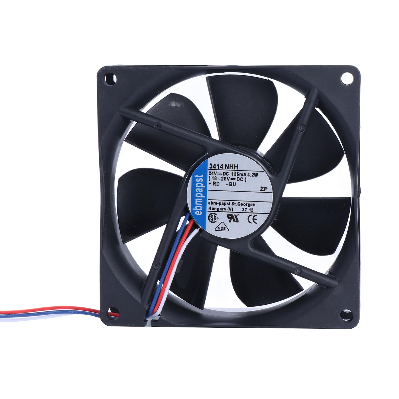 JONbinbkl 24V 3.2W 3-Pin 9cm Inverter Cooling Fan - High Performance 3414NHH Model (9x9x2.5cm, 135mA) for Power Inverters - Perfect for Home, RV, and Solar Power Systems Cooling